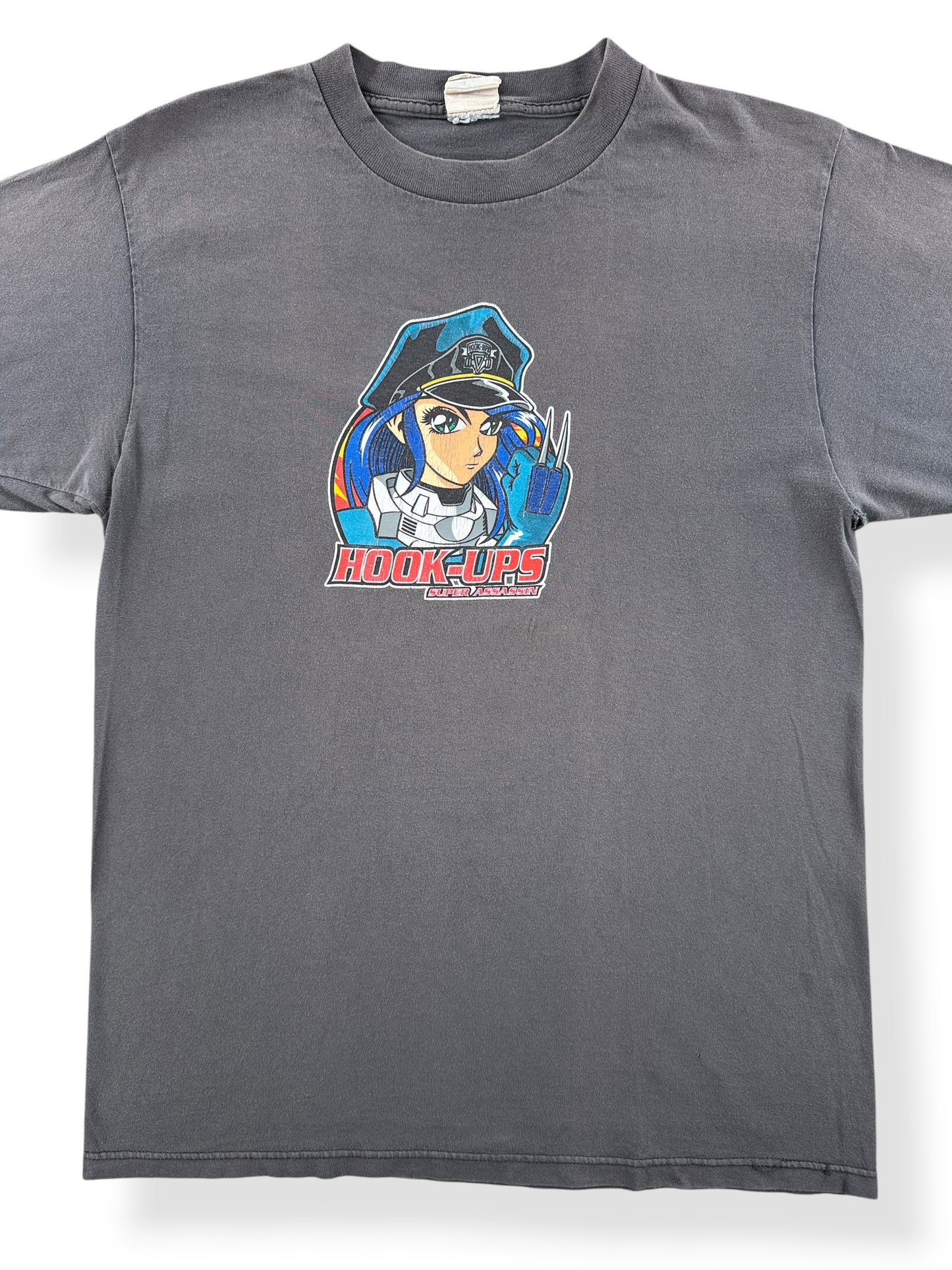 Front Close Up of Vintage Hook-Ups Super Assassin Tee SZ L