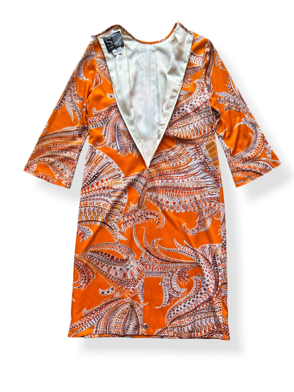 Opening of Vintage Orange Paisley Shift Dress SZ M