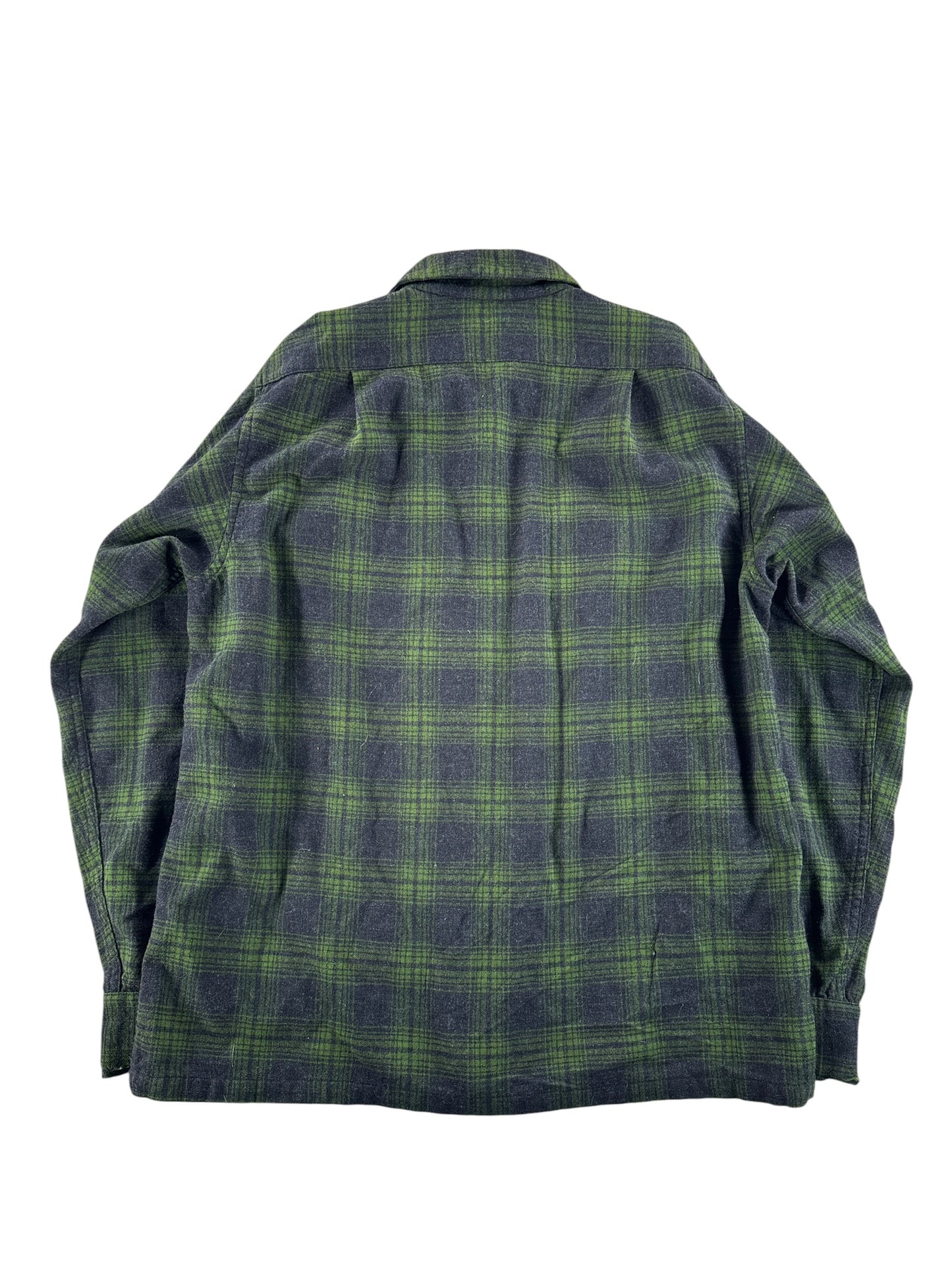 Back of Vintage Pendleton Green Shadow Plaid Board Shirt SZ M