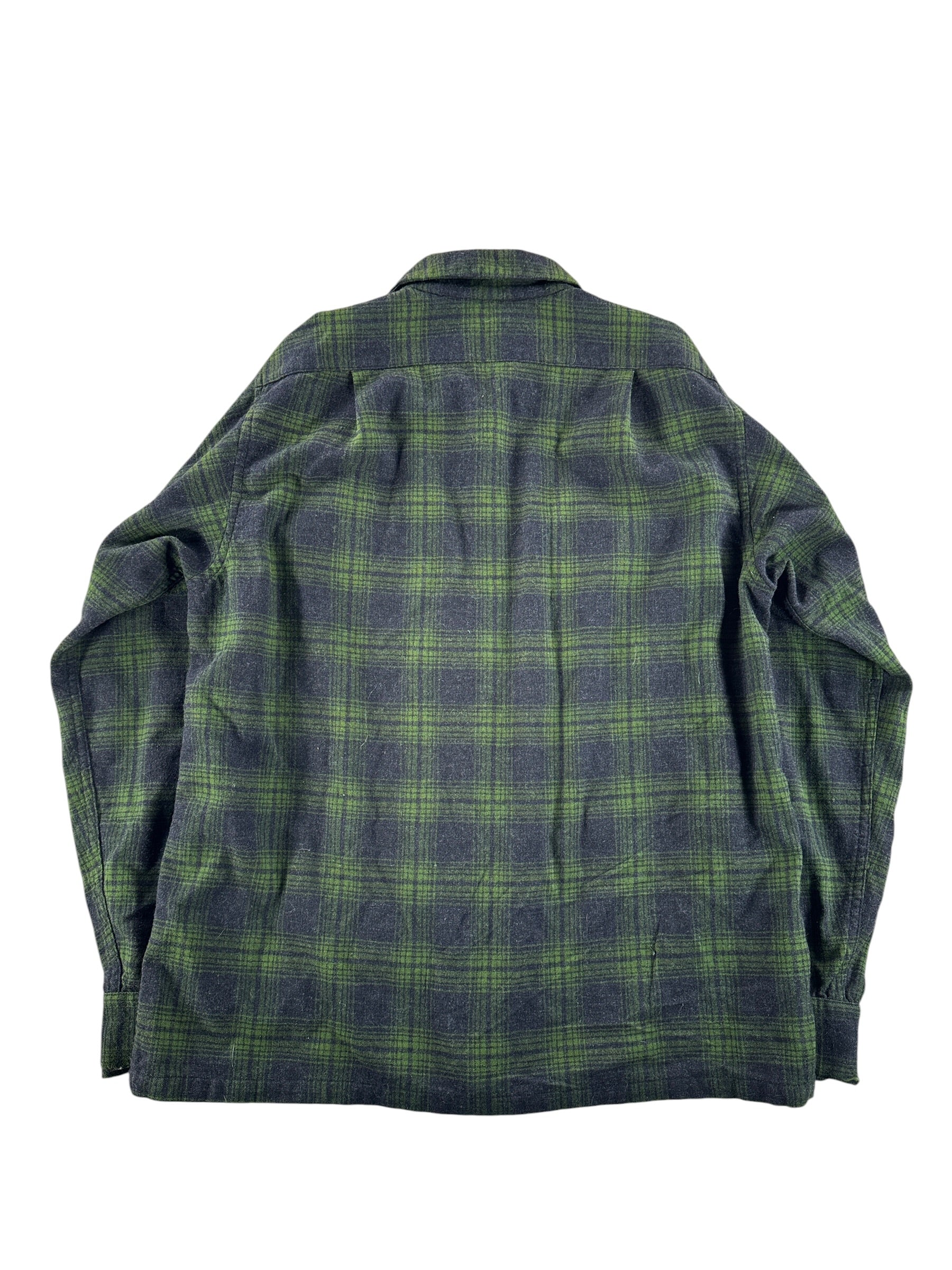 Back of Vintage Pendleton Green Shadow Plaid Board Shirt SZ M