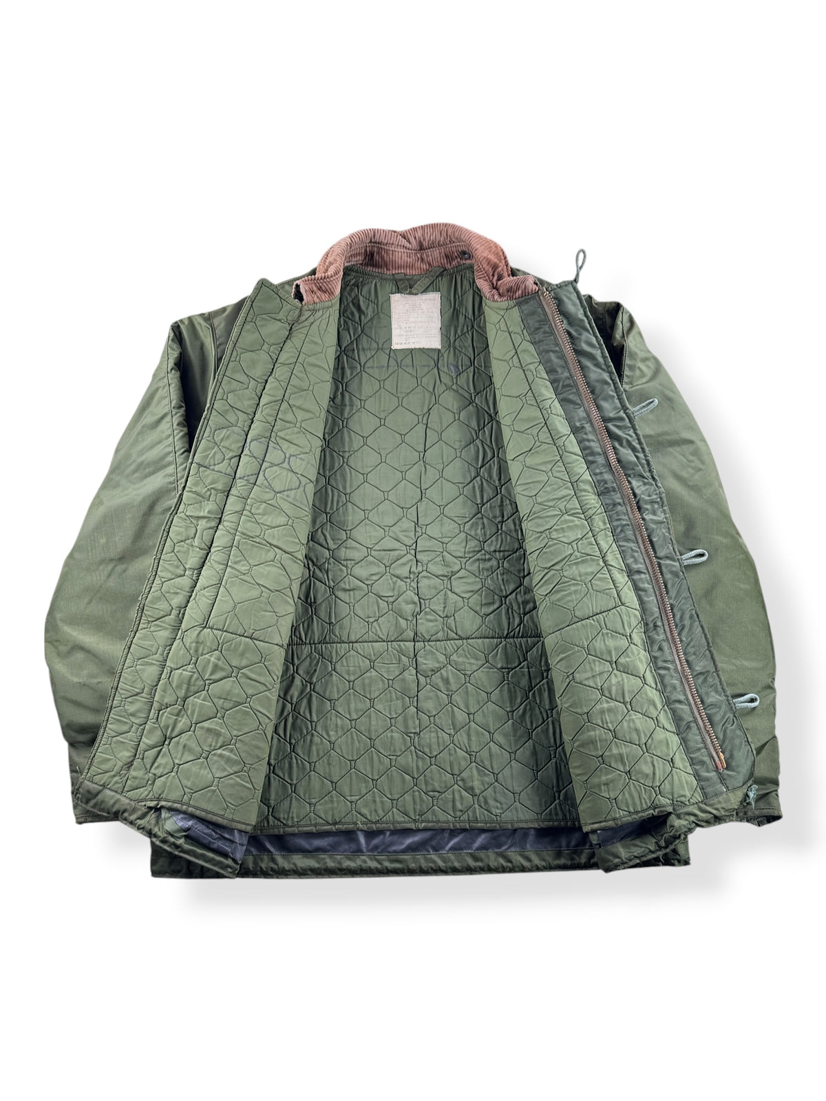 Inside of Vintage 70’s Extreme Cold Weather Insulated Military Jacket SZ L