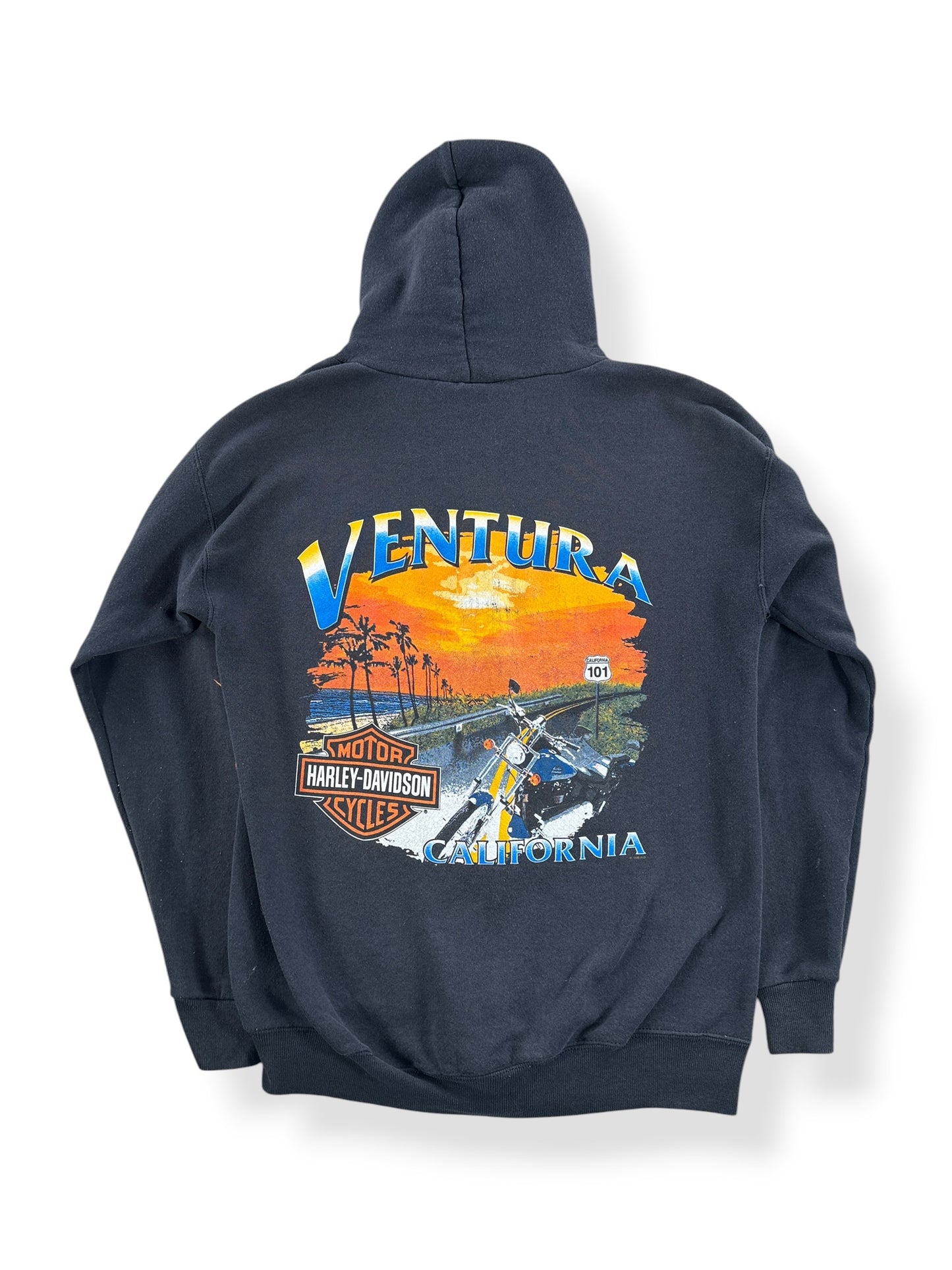 Back of Vintage 1989 Ventura Harley Hoodie SZ M (Fits S)