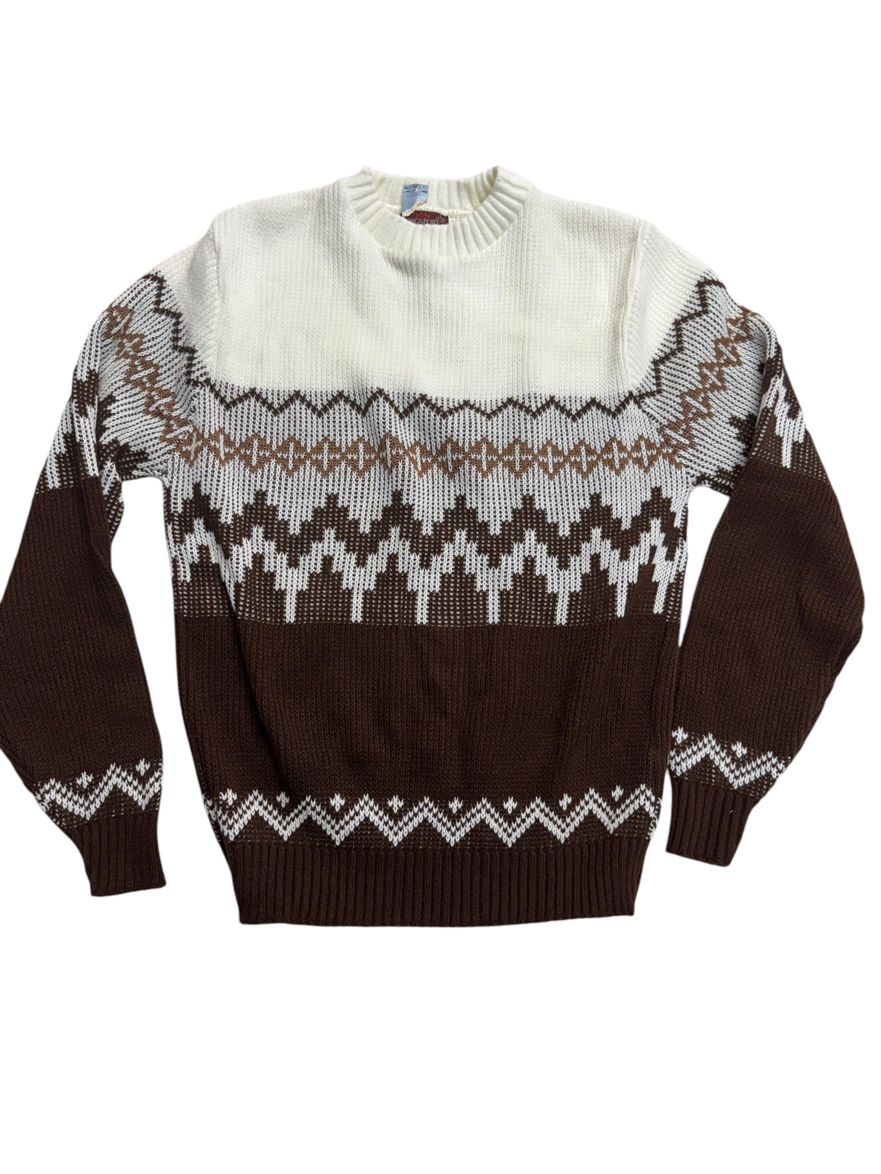 Front view of 1970s Deadstock Kingsport Orlon Ski Sweater L