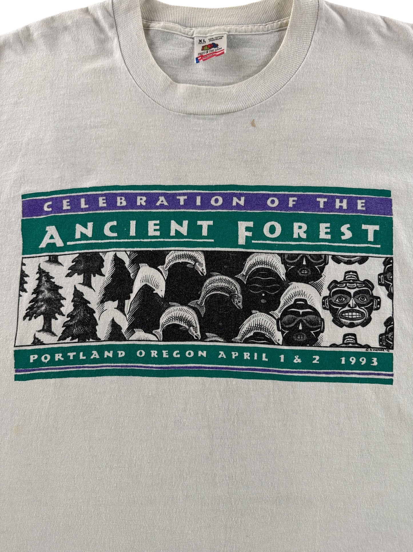 Graphic of Vintage Ancient Forest Portland 93 Tee SZ XL