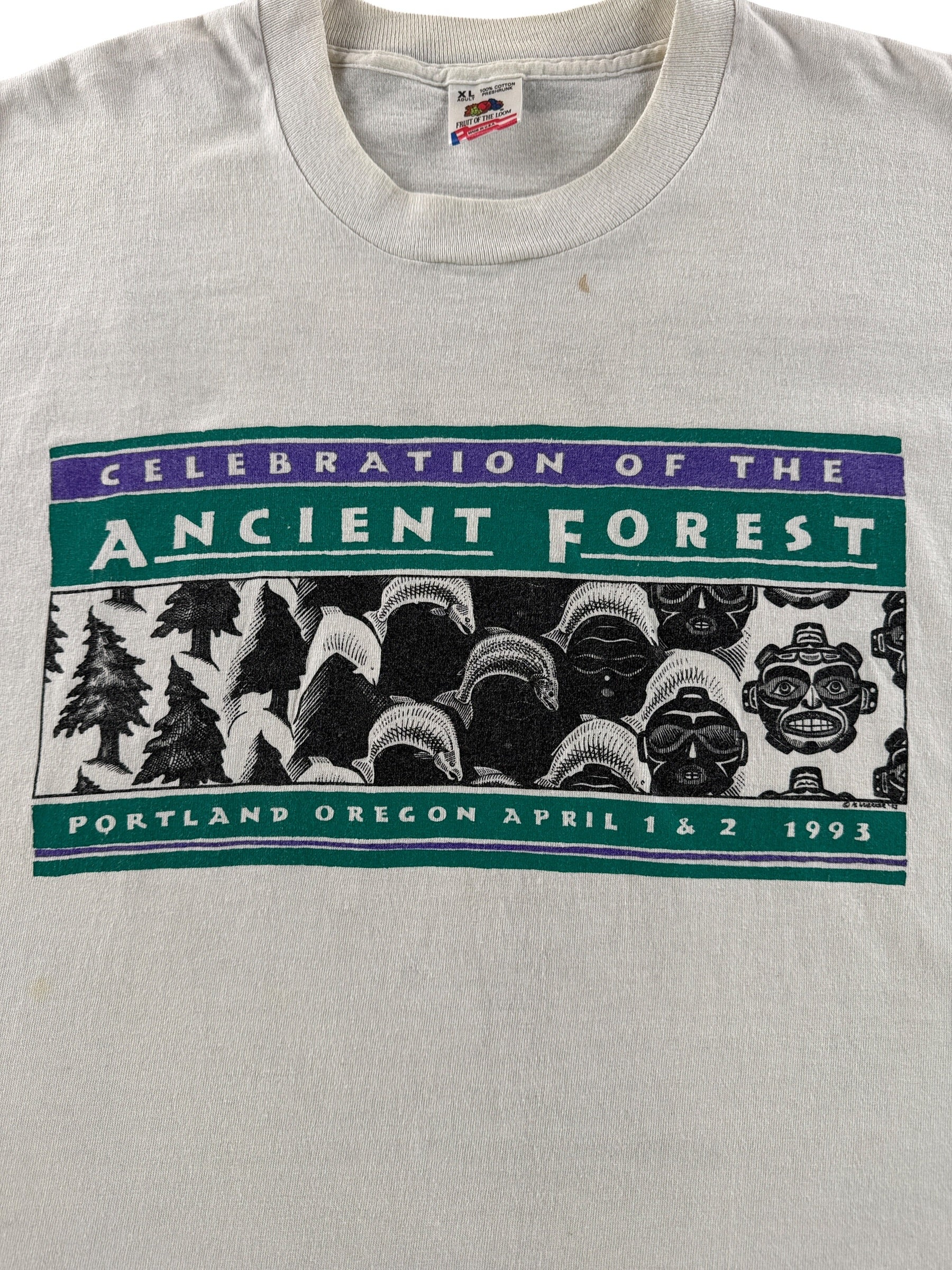 Graphic of Vintage Ancient Forest Portland 93 Tee SZ XL