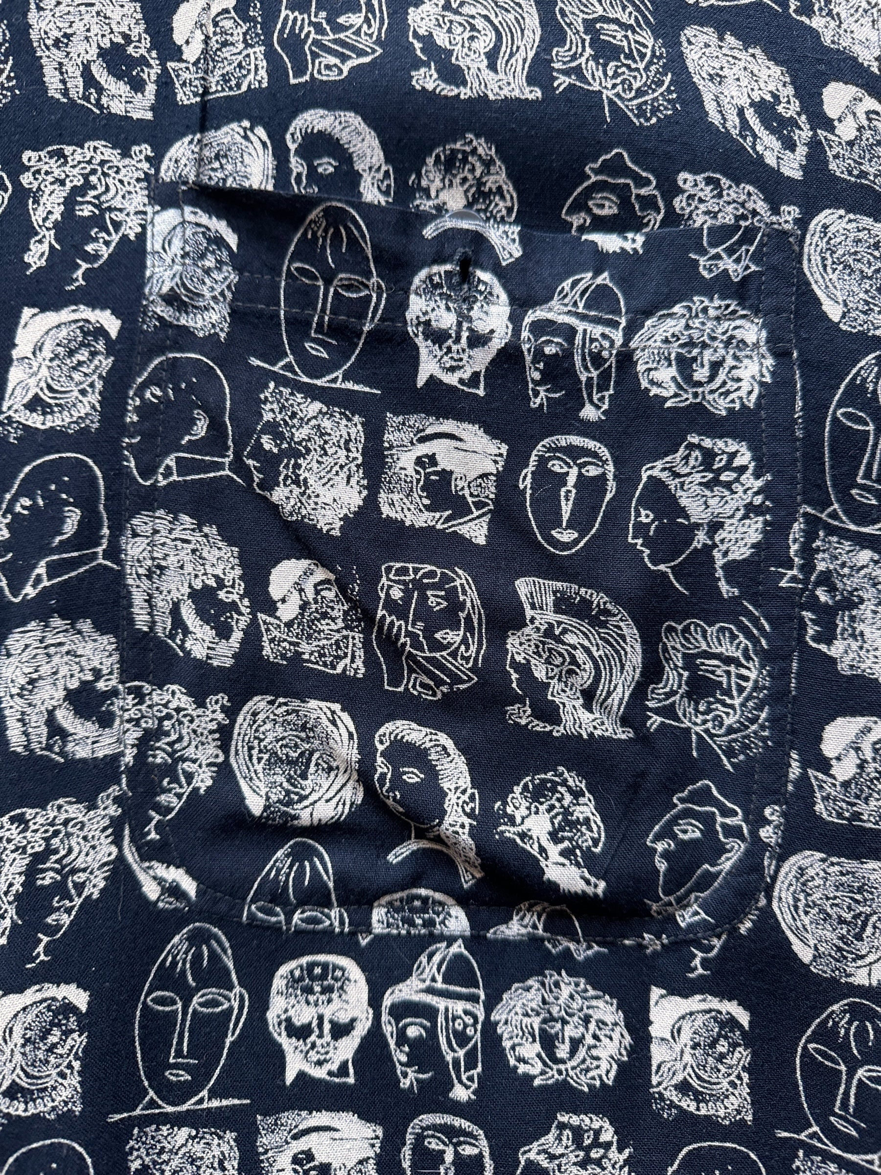Graphic on Vintage Goouch Rayon Patterned Short Sleeve Shirt SZ S