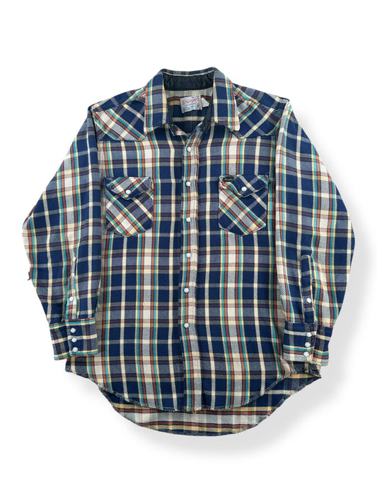 Front of Vintage Wrangler Cotton Flannel Pearl Snap SZ L