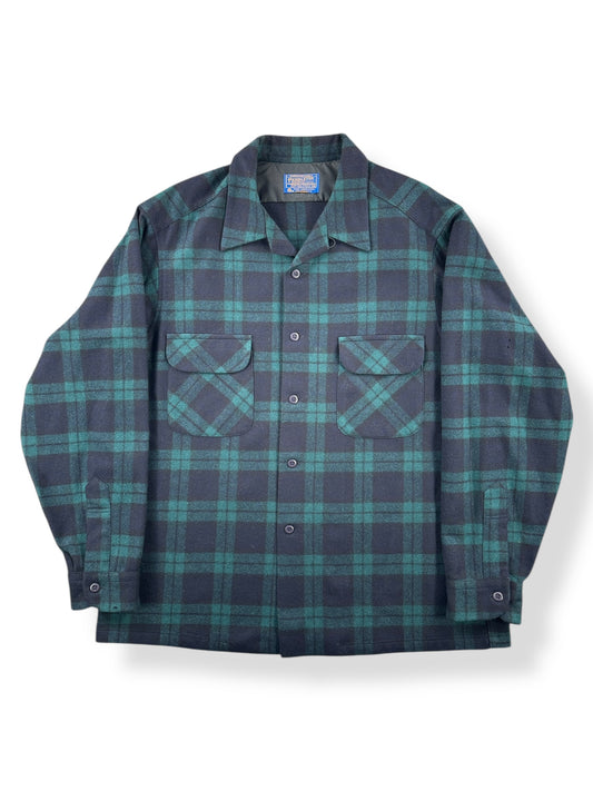 Front of Vintage Pendleton Black Watch Tartan Board Shirt SZ XL