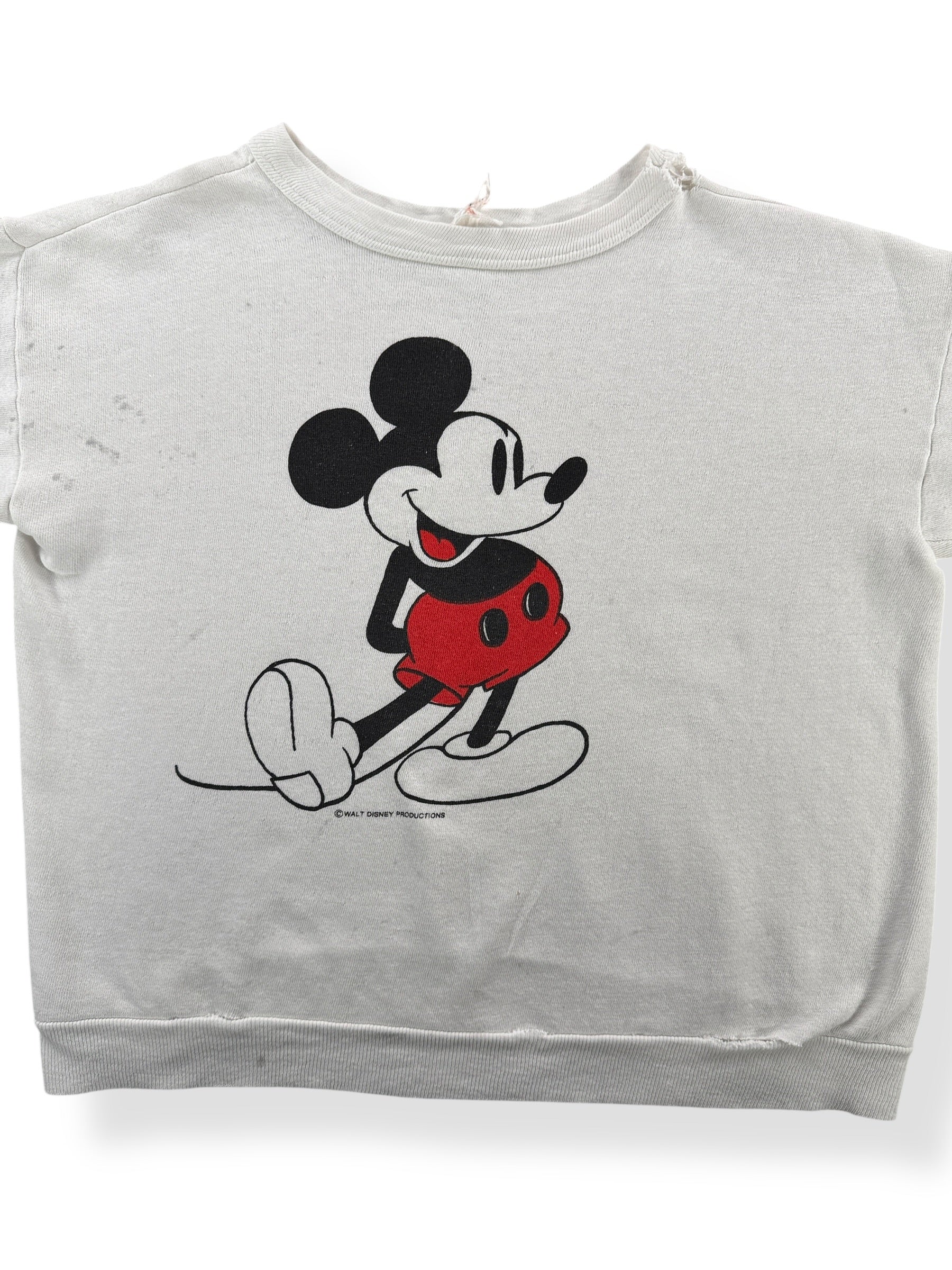 Front Close Up of Vintage Mickey Short Sleeve Crewneck SZ M - AS IS