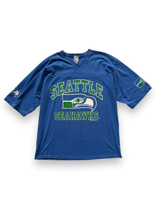 front of Vintage Seattle Seahawks Jersey Tee SZ L