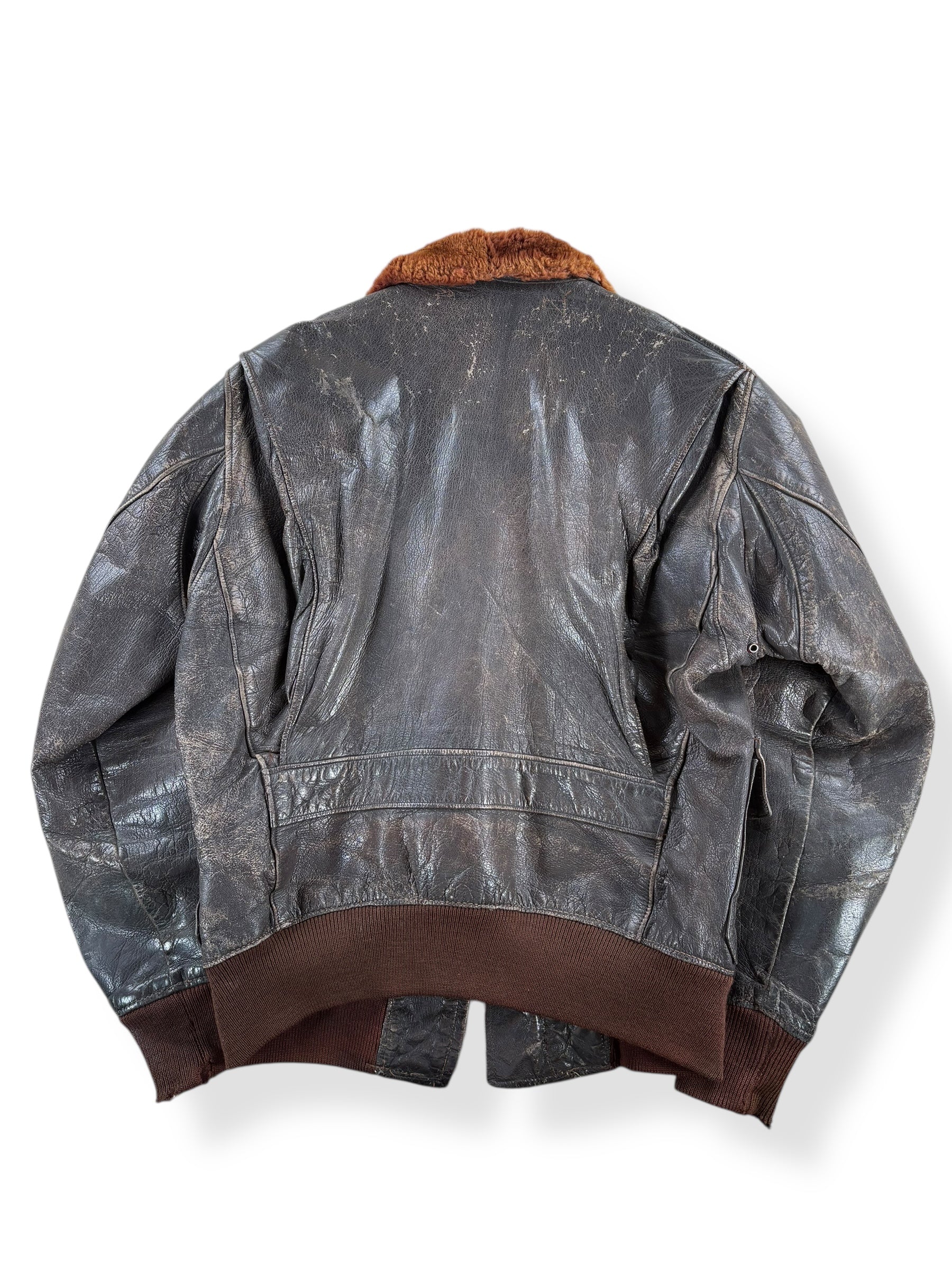 Back of Vintage 40s Era G-1 Leather Flight Jacket SZ M AS IS