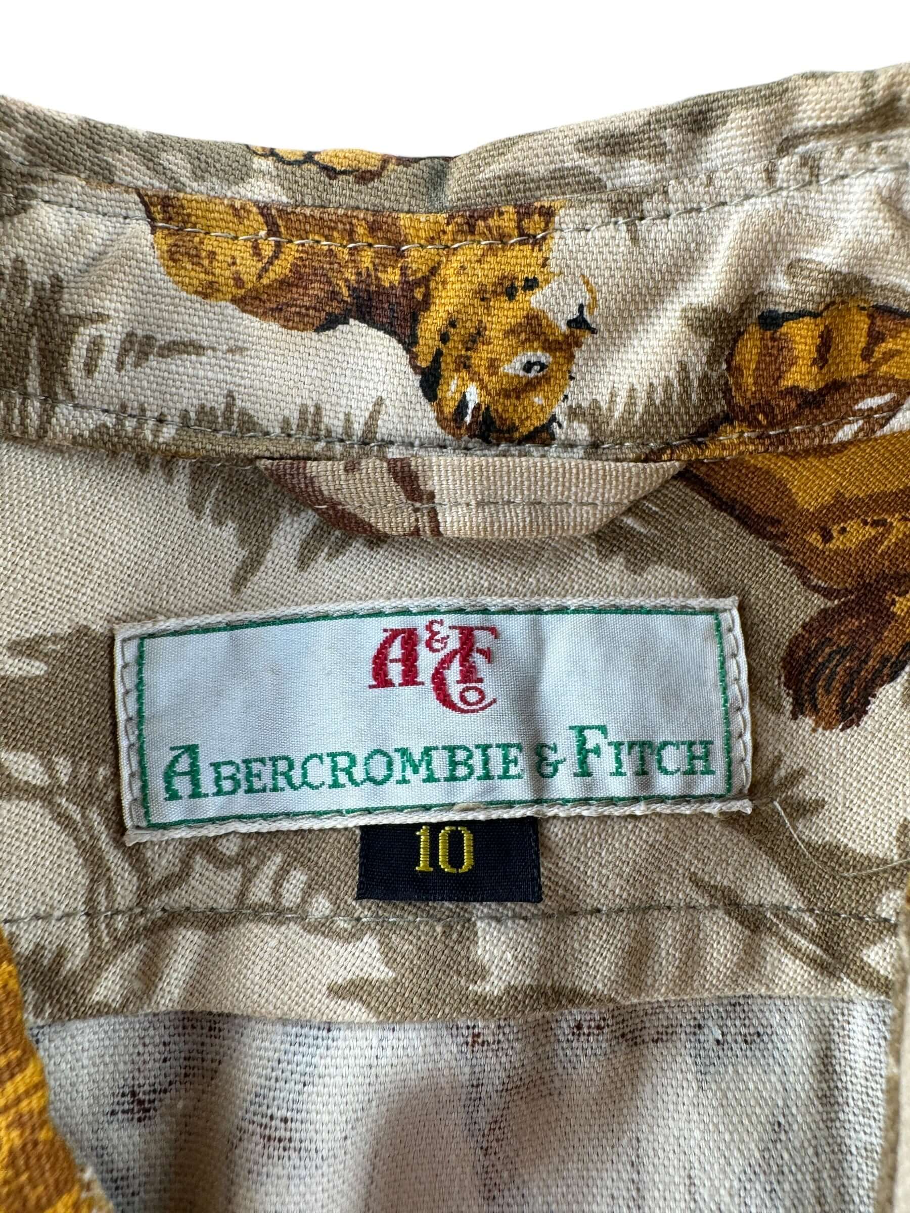 Tag on Vintage 60s Abercrombie & Fitch Safari Animal Print Jacket SZ 10 (Fits XS/S)