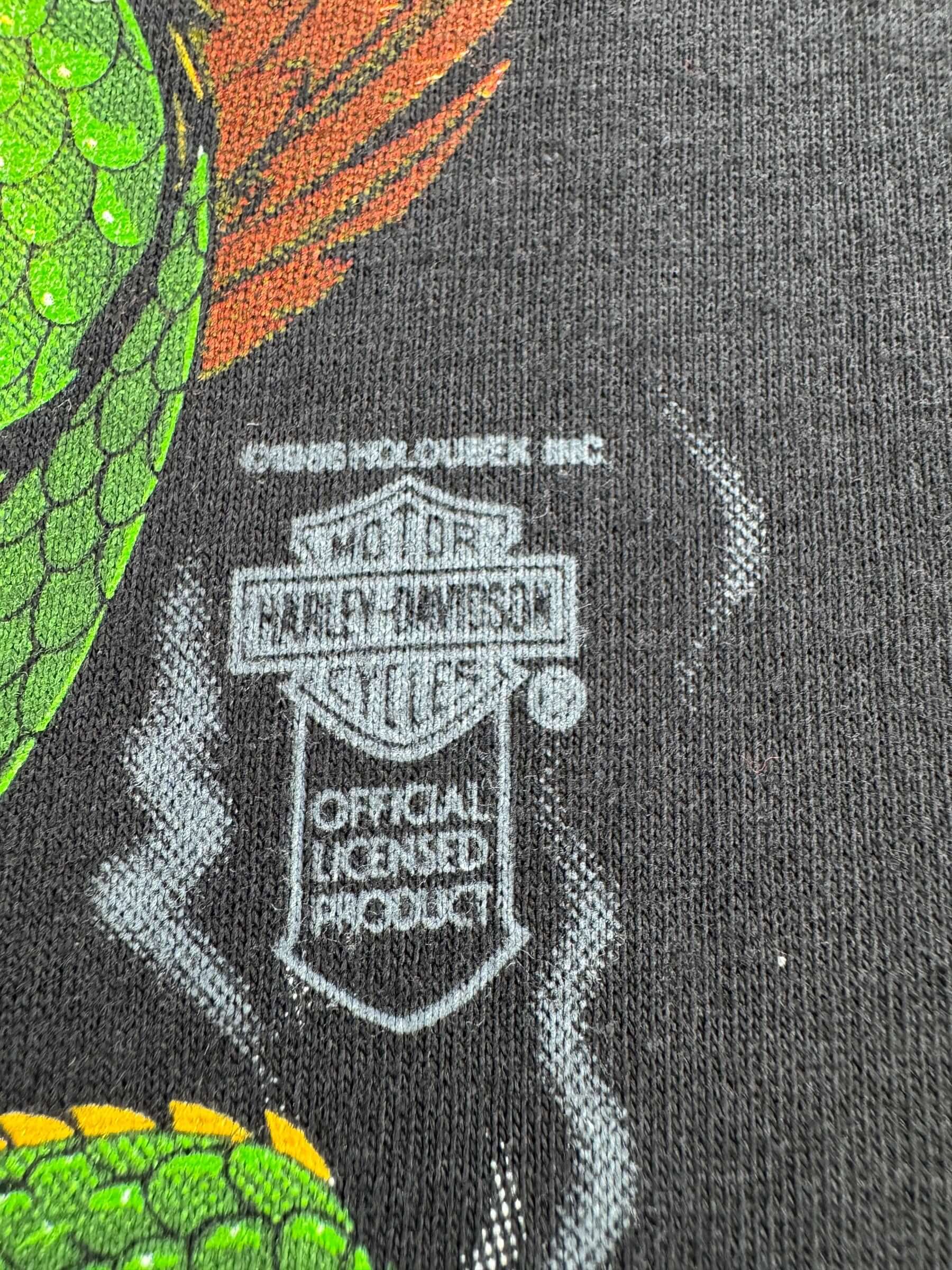 Label on Vintage Holoubek Palm Beach Harley Davidson Eagle Has Landed Tee SZ L