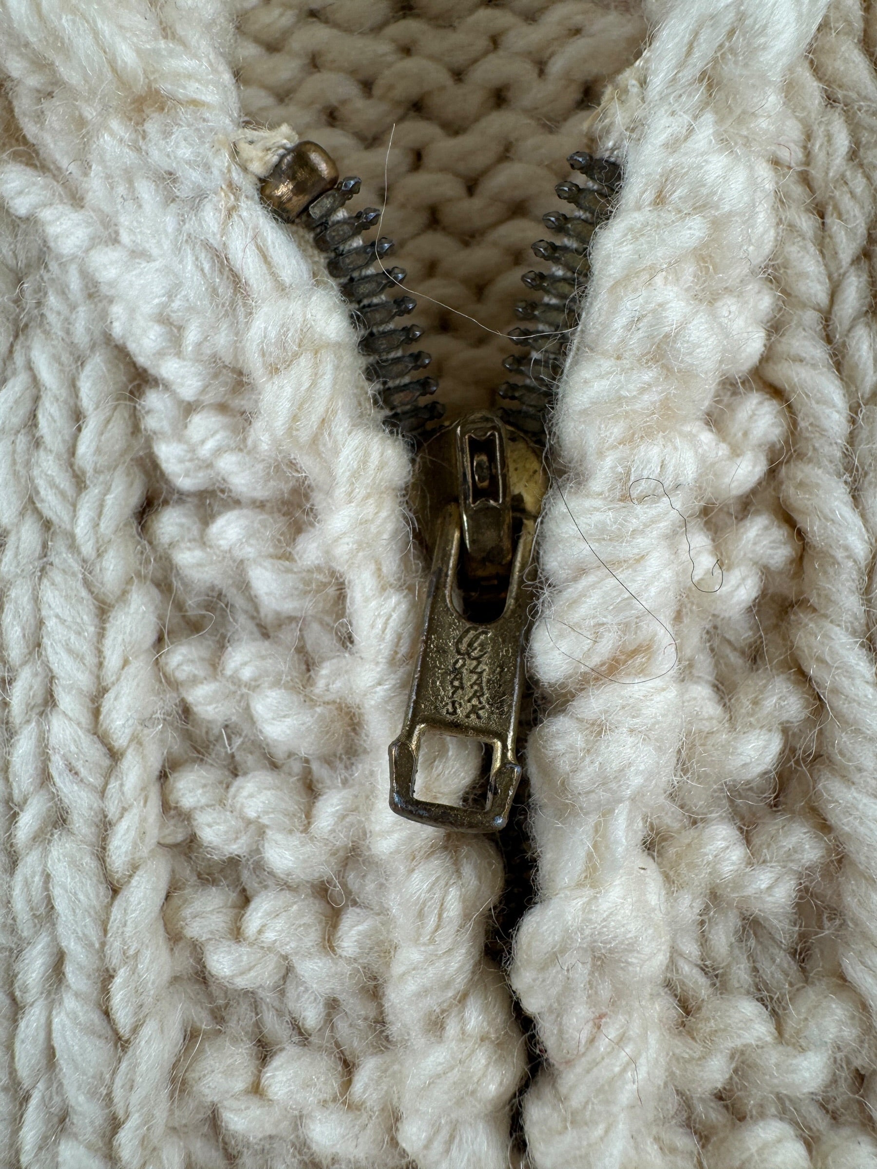 Zipper on Vintage Hi-Ball Power Boat Cowichan Style Sweater SZ L