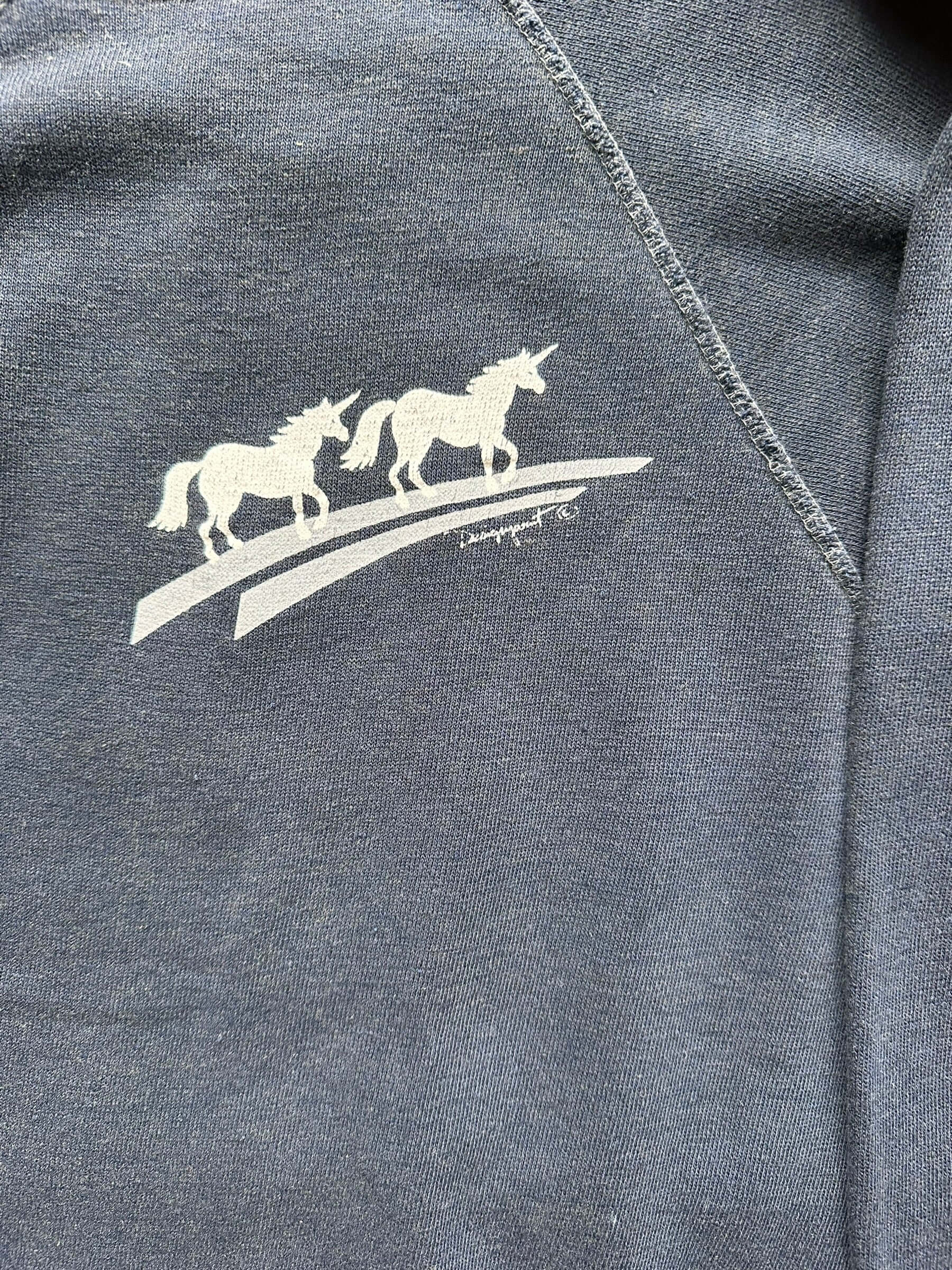 Double Unicorn Graphic Close Up on Vintage Double Unicorn Crewneck SZ M | Vintage Sweatshirt Seattle