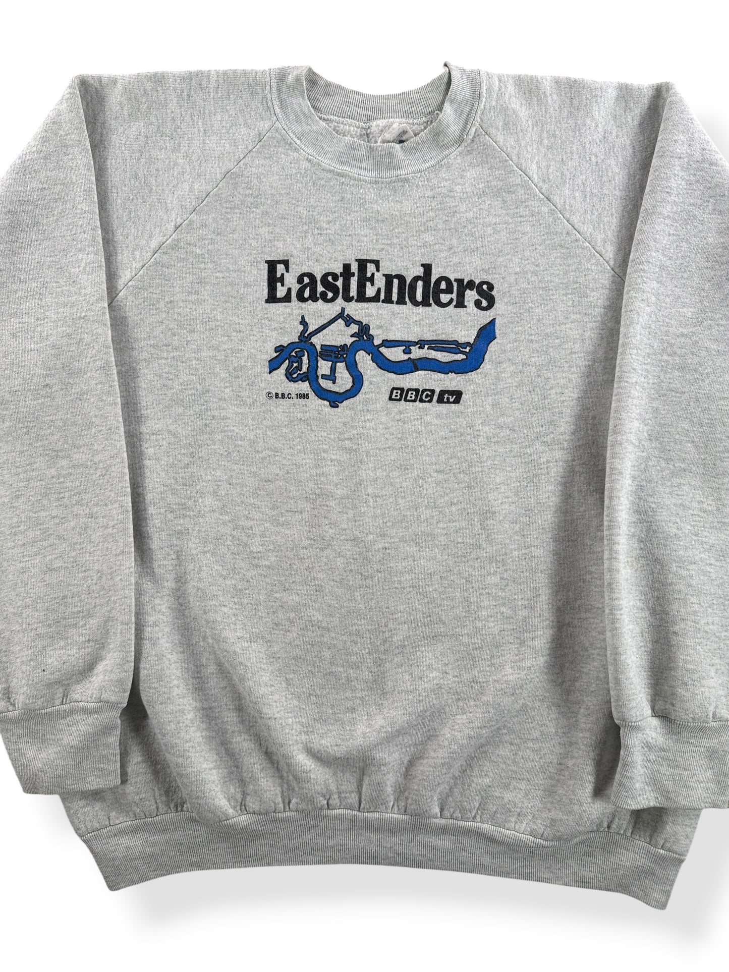 Front Close Up of Vintage East Enders BBC TV Crewneck Sweatshirt SZ XL