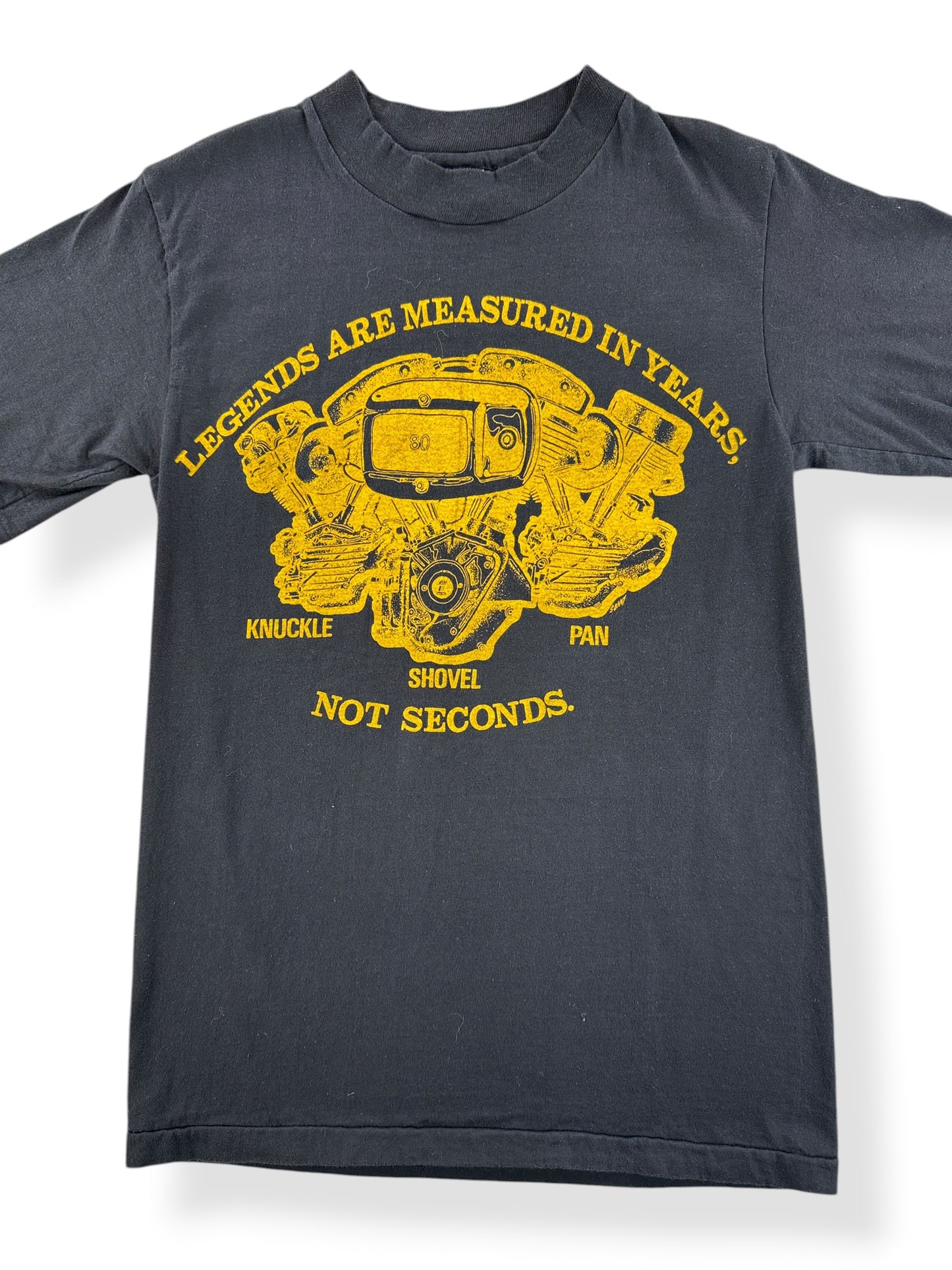 Front Close Up of Vintage Harley Davidson Legends Tee Yellow SZ S (Fits XS)