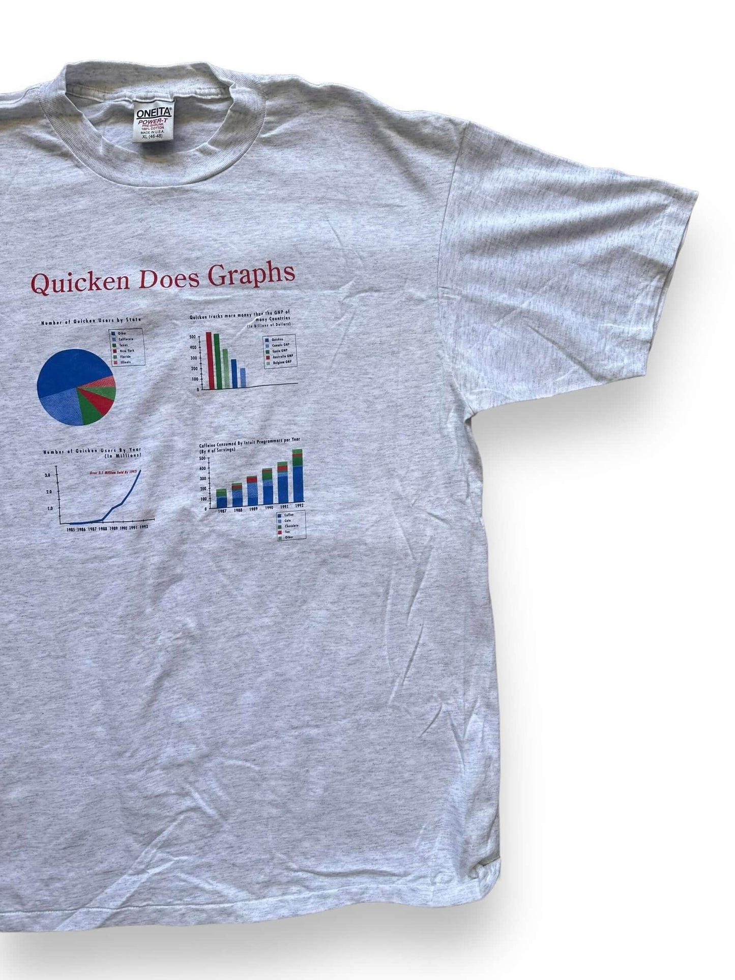 Vintage Single Stitch NOS Quicken Spreadsheet T-Shirt SZ XL