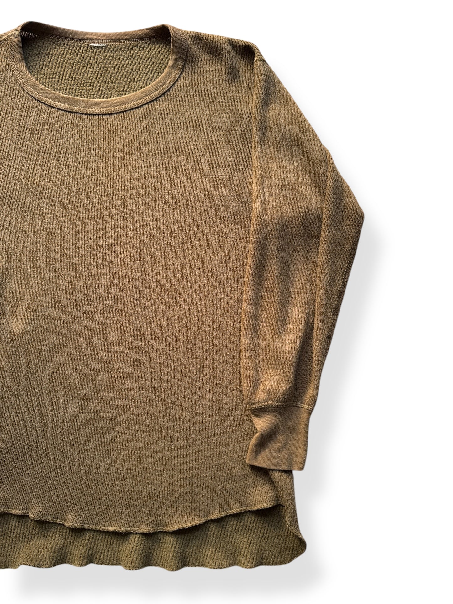 Front Left of Vintage Olive Drab Waffle Shirt SZ L