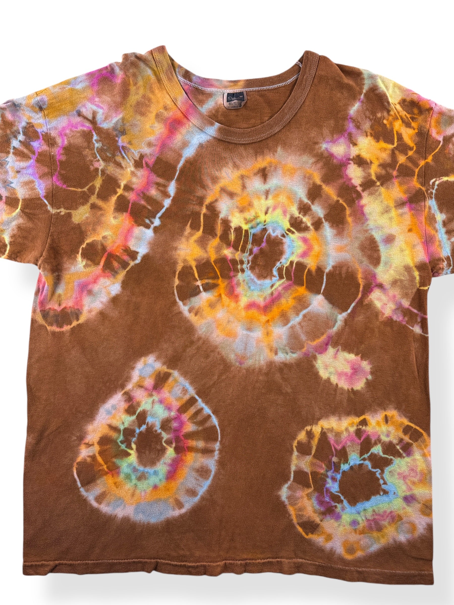 Front Close Up of Vintage 60s/70s Tie Dye Tee SZ XL (Fits L)