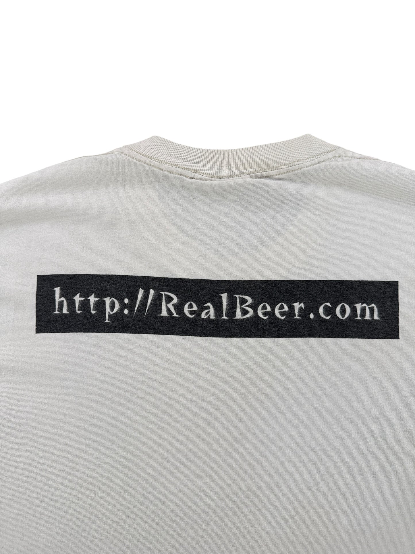 Back Graphic of Vintage Real Beer Page Tee SZ XL