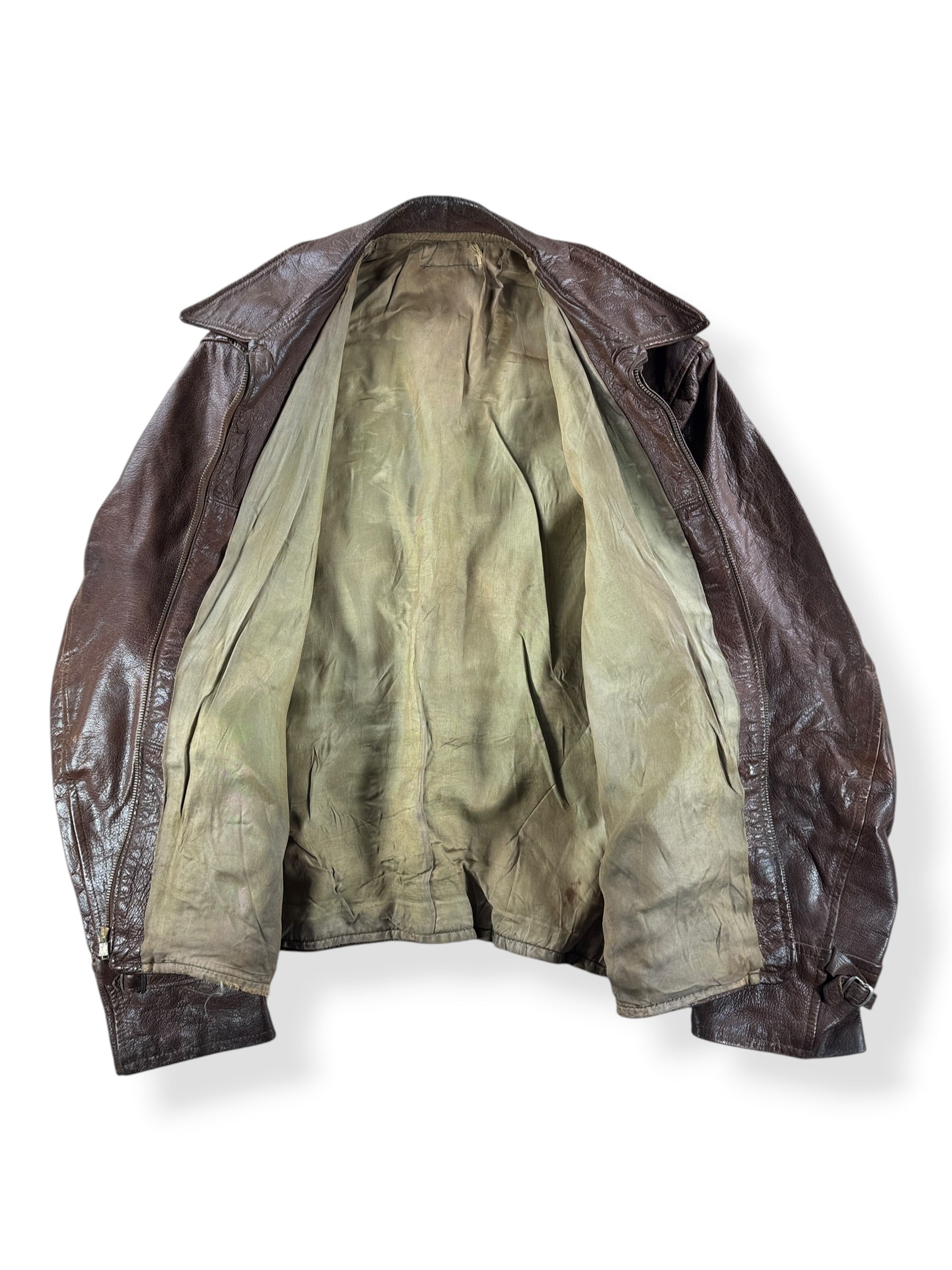 Inside of Vintage Brown Goatskin Leather Jacket SZ M