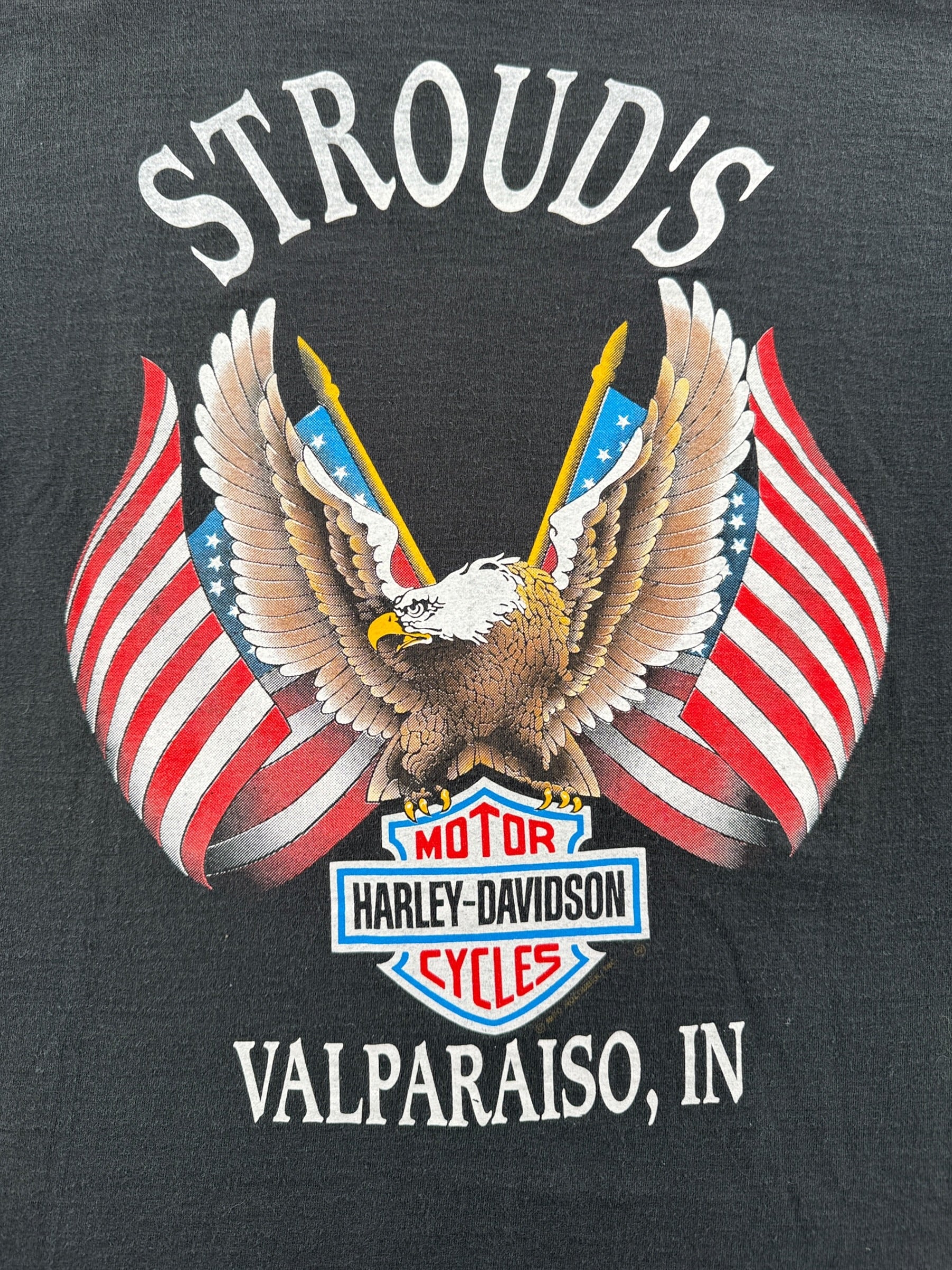 Back Graphic of Vintage Harley-Davidson Live Free Ride Free Tee SZ L