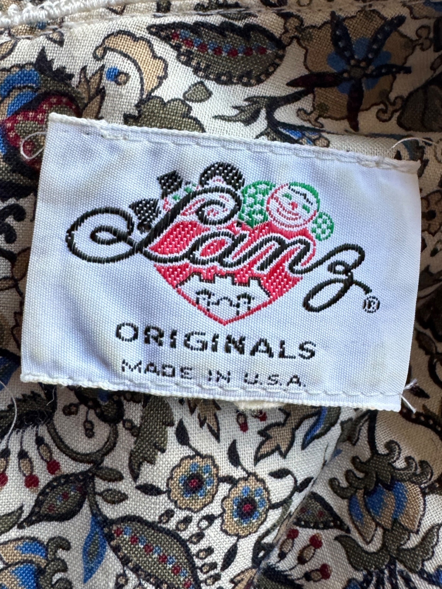 Tag on Vintage 80s Lanz Floral Midi Dress SZ M
