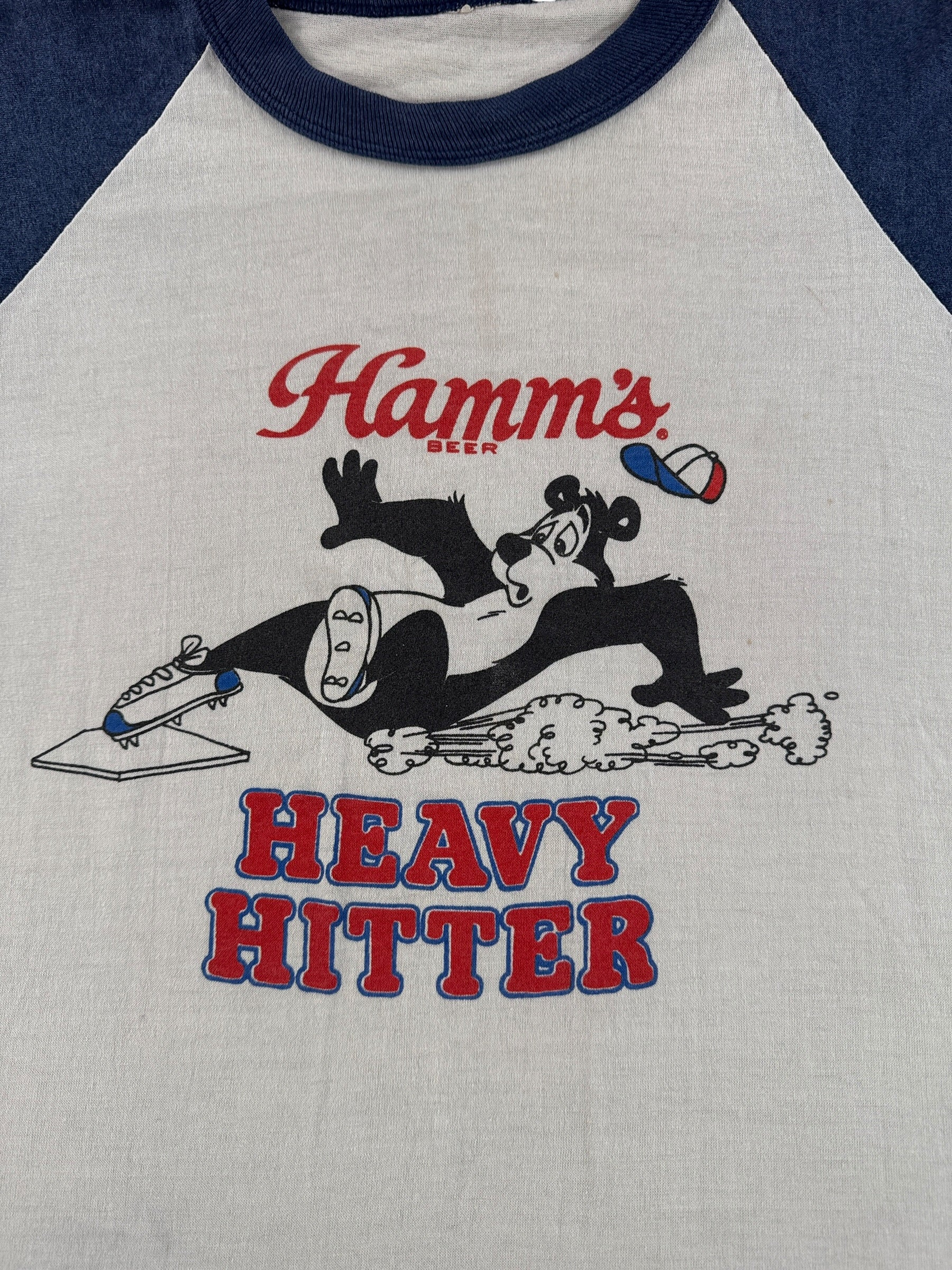 Graphic of Vintage Hamm's Beer Raglan Tee SZ M