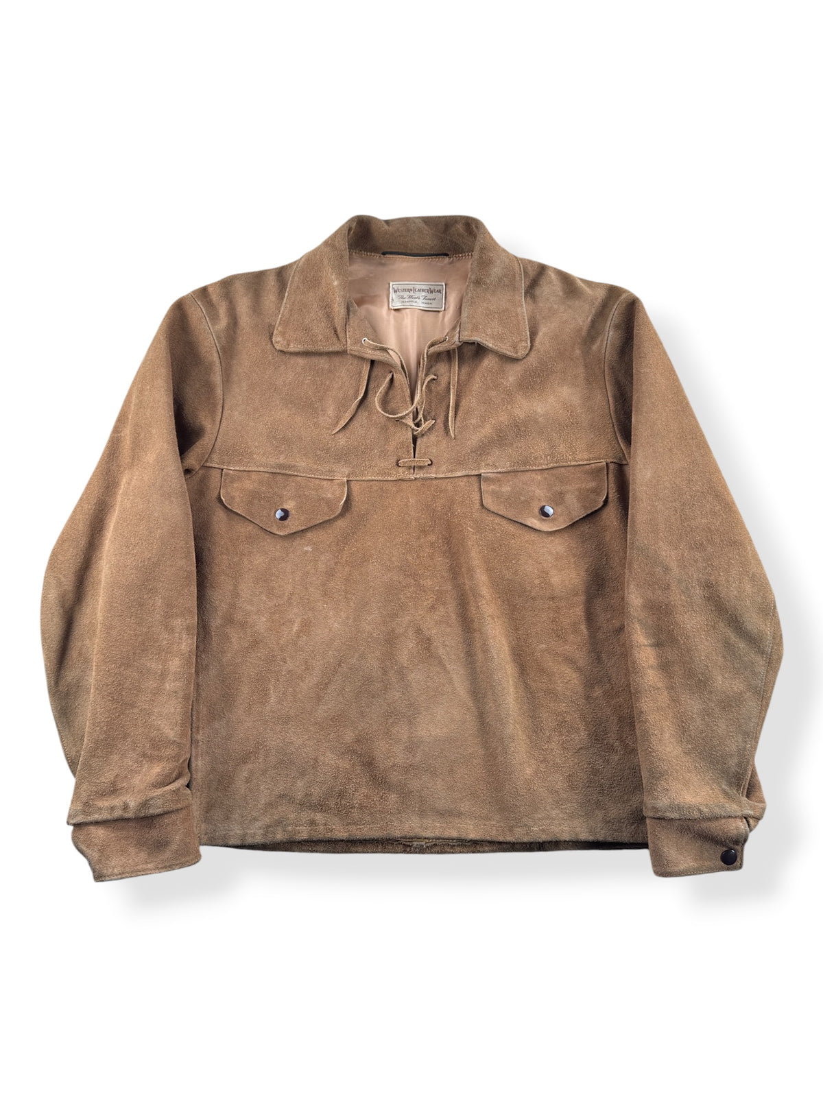 Front of Vintage Leather Lace Up Pullover SZ M