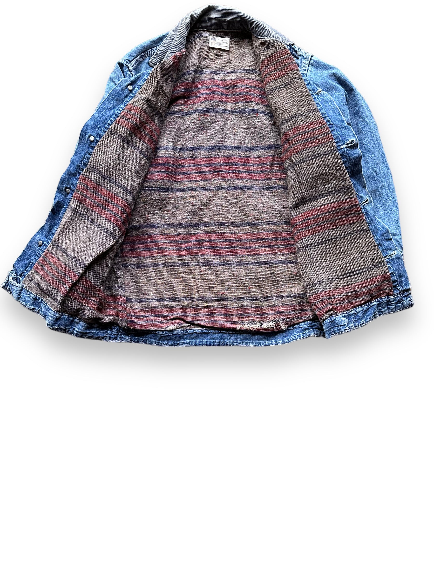 Liner View of Vintage Sears Blanket Lined Denim Chore Coat SZ L | Vintage Denim Chore Coat | Barn Owl Vintage Seattle