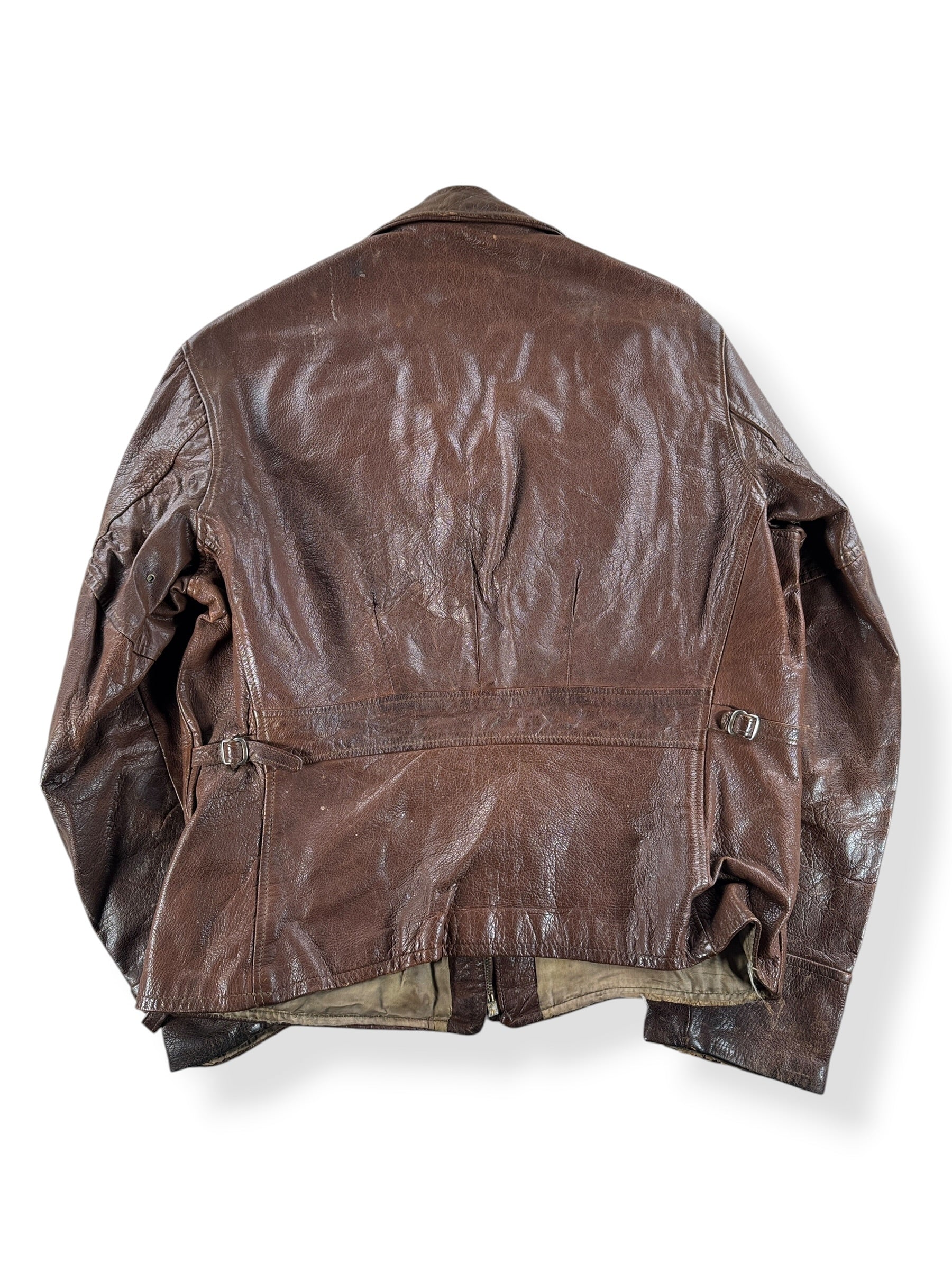 Back of Vintage Brown Goatskin Leather Jacket SZ M