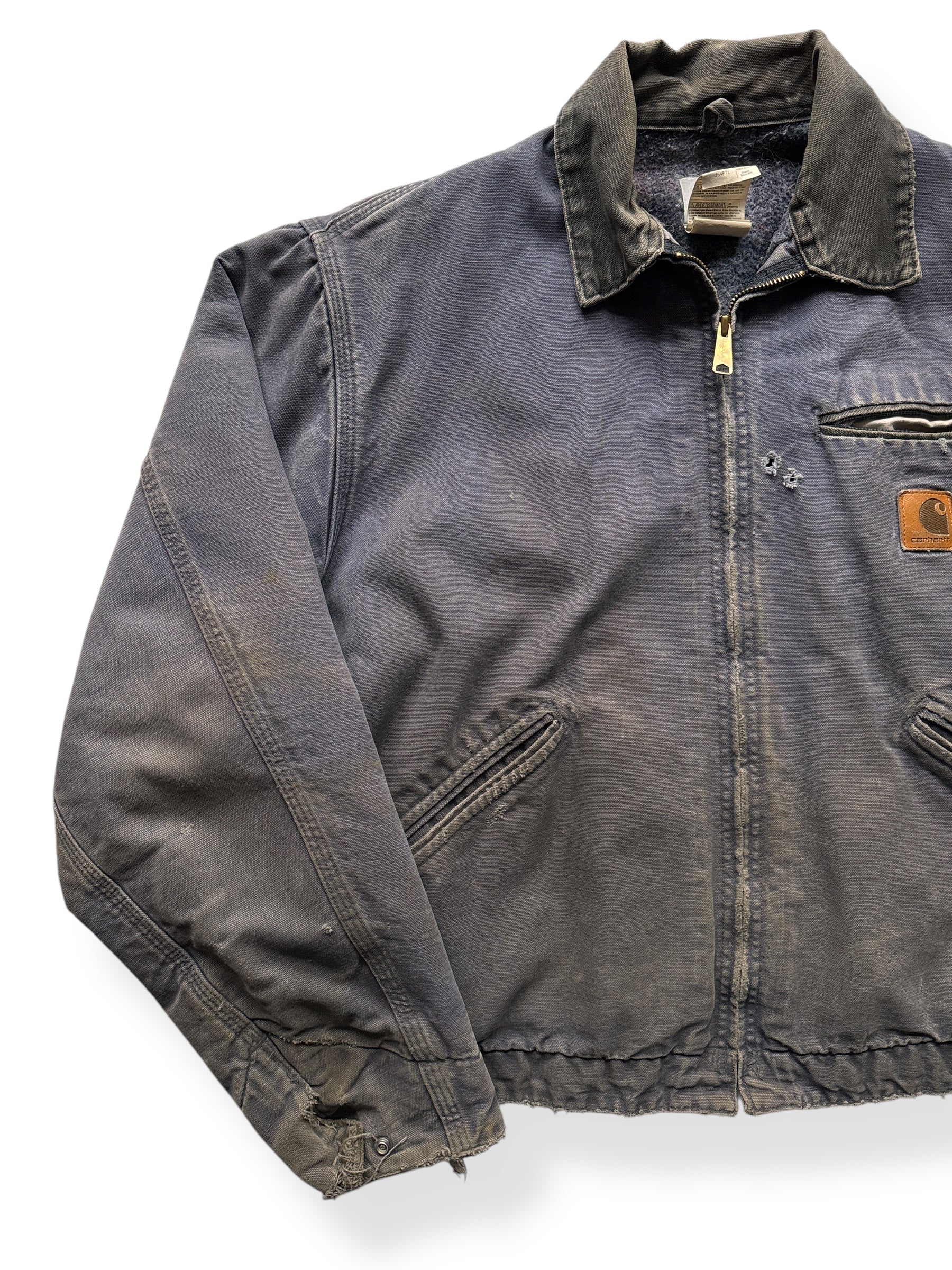 Front Right of Vintage Thrashed Carhartt J64PTL Detroit Jacket SZ L