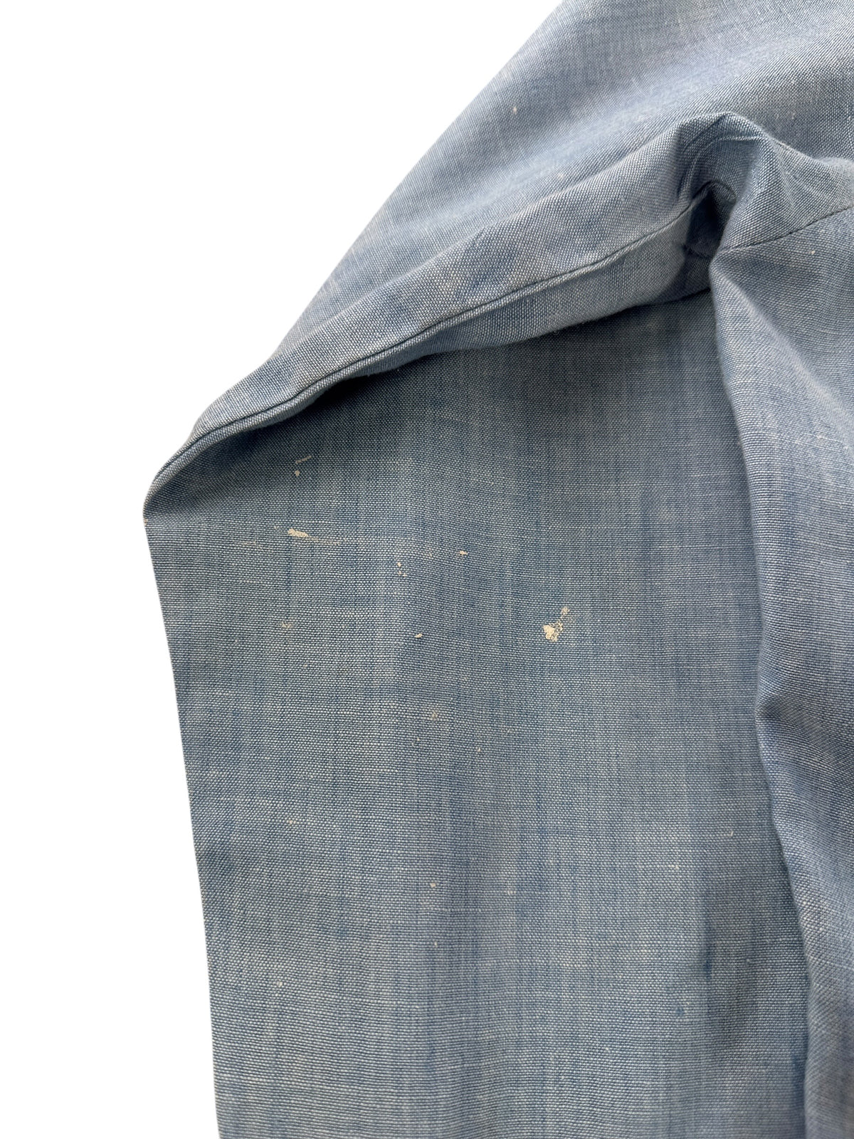 Small stains on back of sleeve of Vintage Stenciled Chambray Shirt SZ M