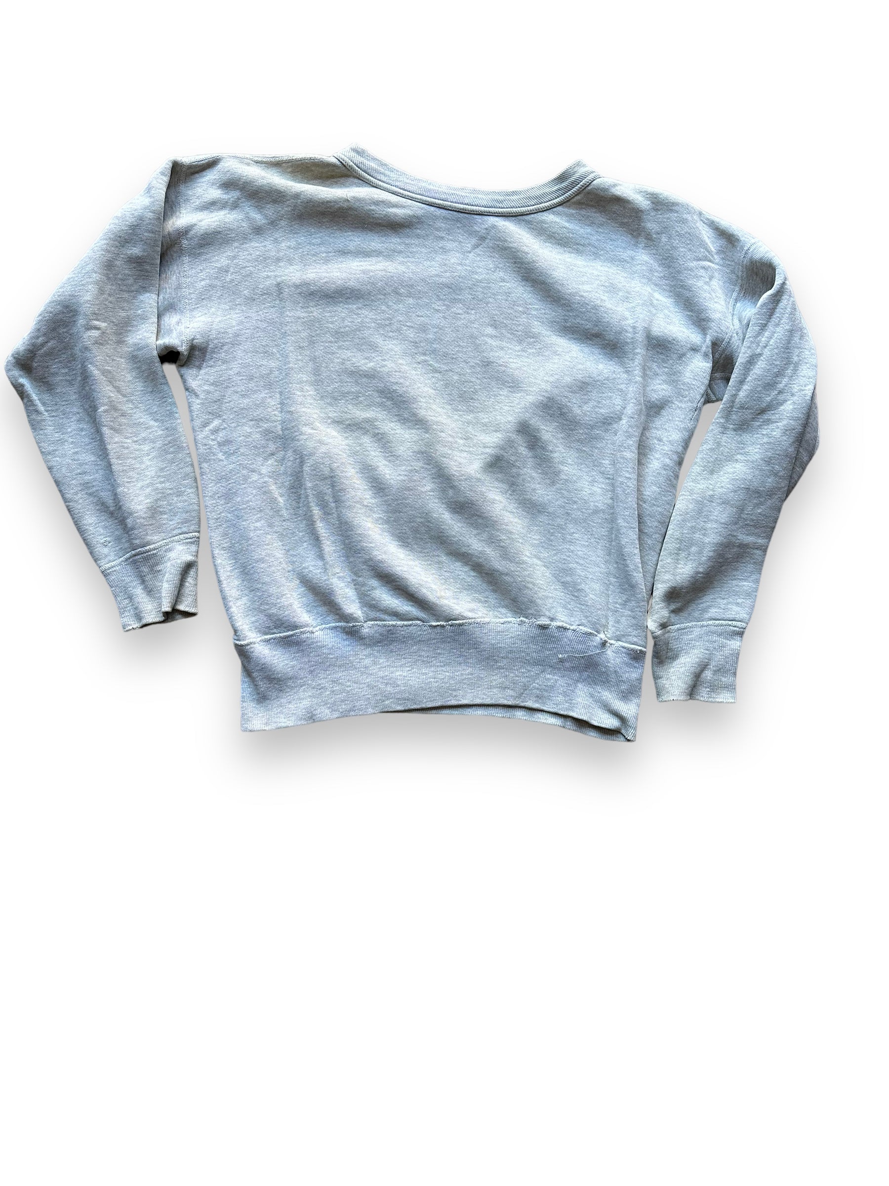 Rear View of Vintage Heather Grey Single V Sweatshirt SZ L | Vintage Waffle Sweatshirt Seattle | Barn Owl Vintage Clothing