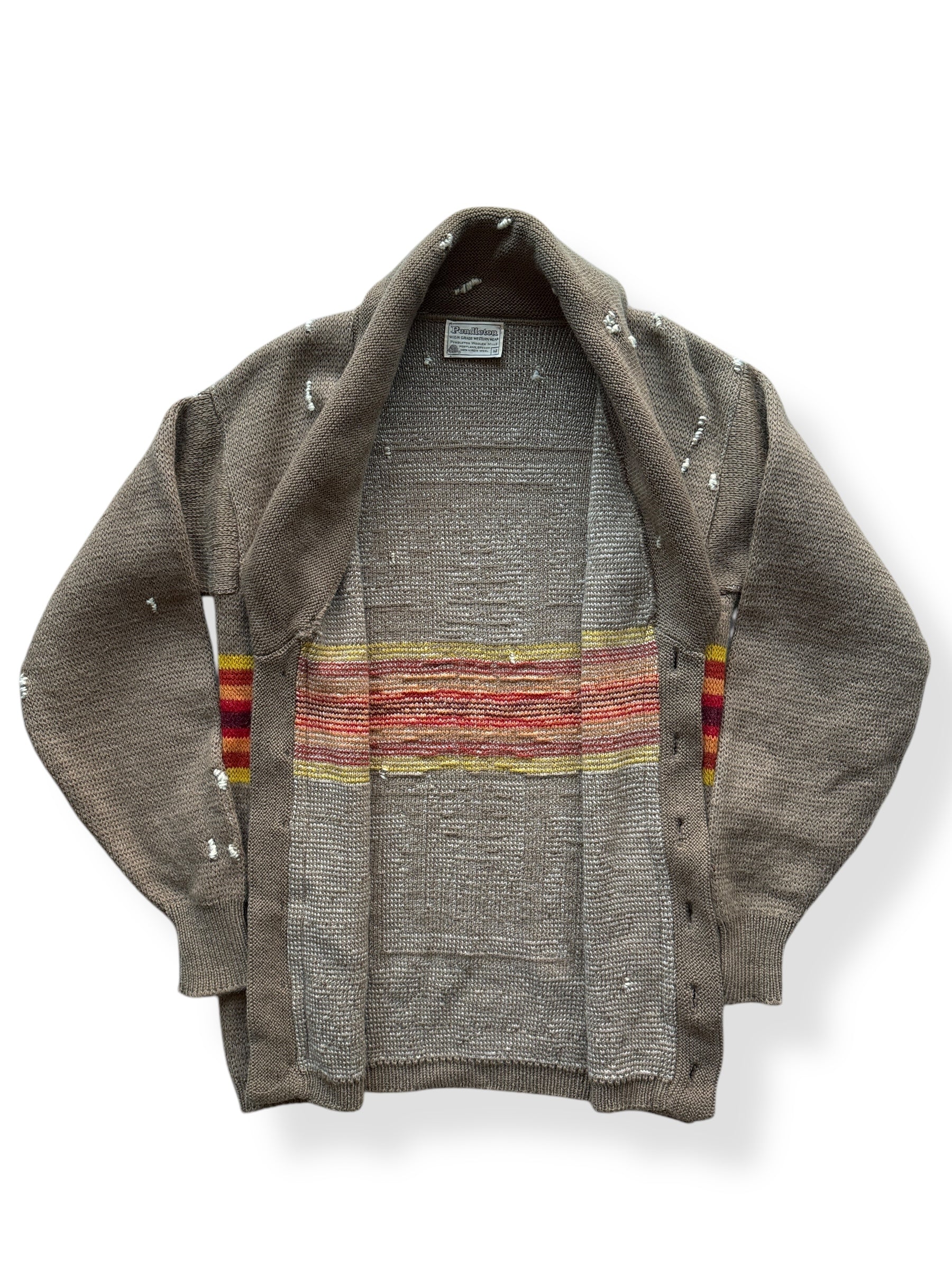 Inside of Vintage Repaired Pendleton Western Wear Shawl Collar Sweater SZ M