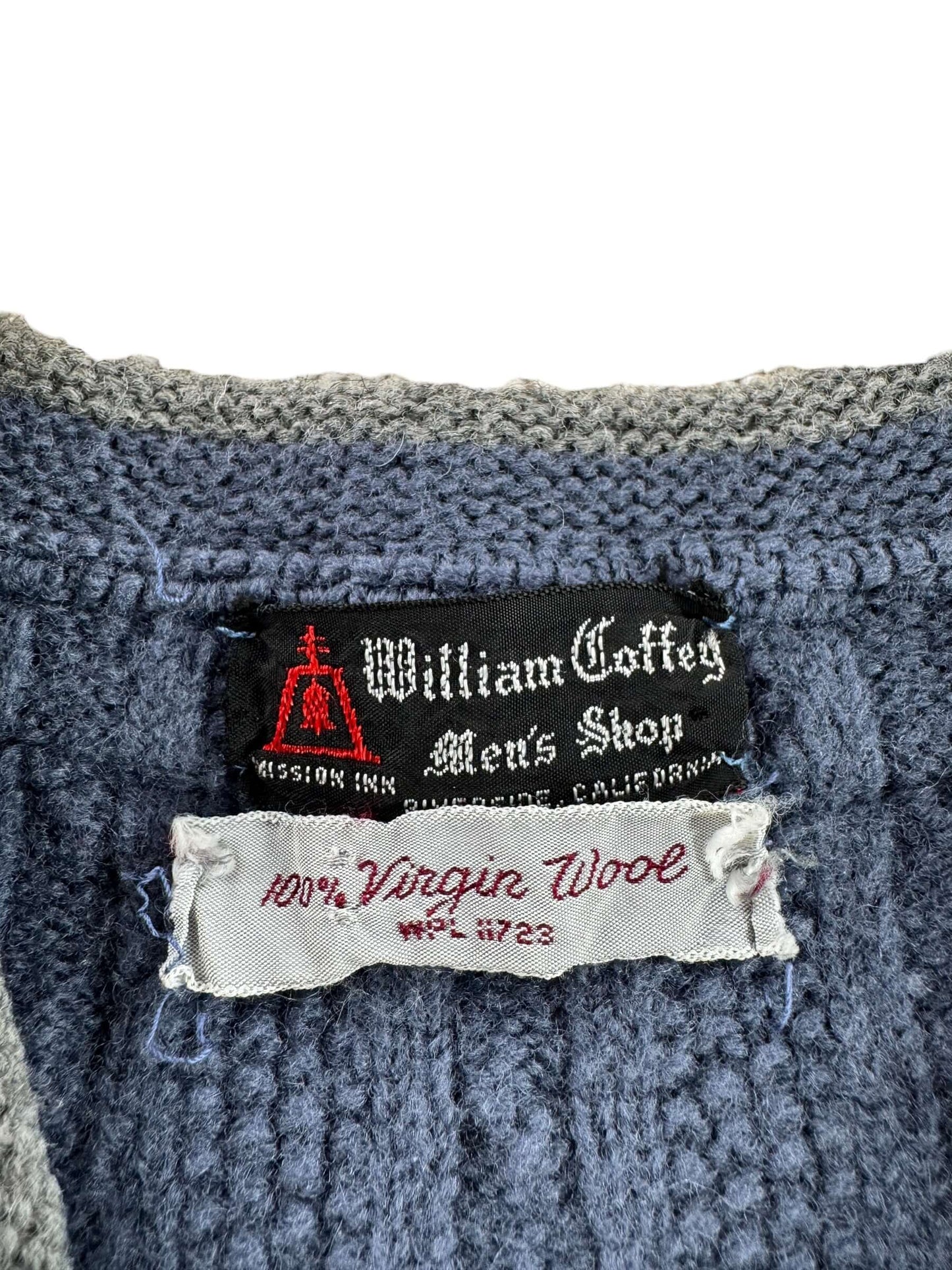 Tag on Vintage William Coffey Wool Cardigan SZ S