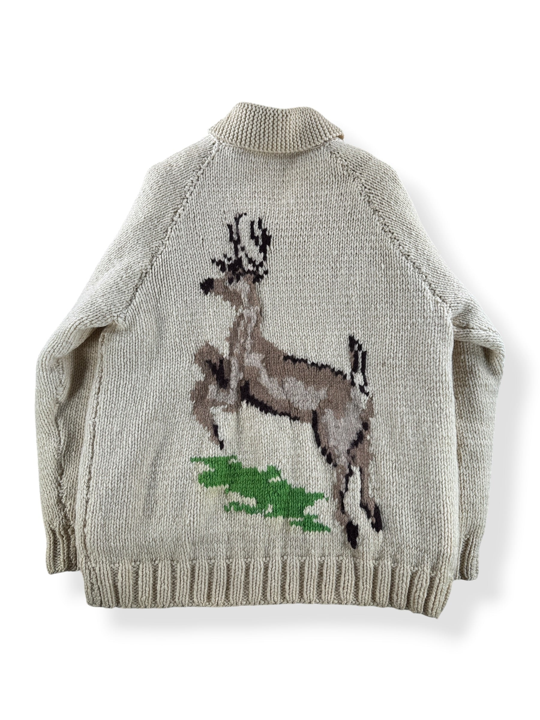 Back of Vintage Deer Cowichan Style Sweater SZ L