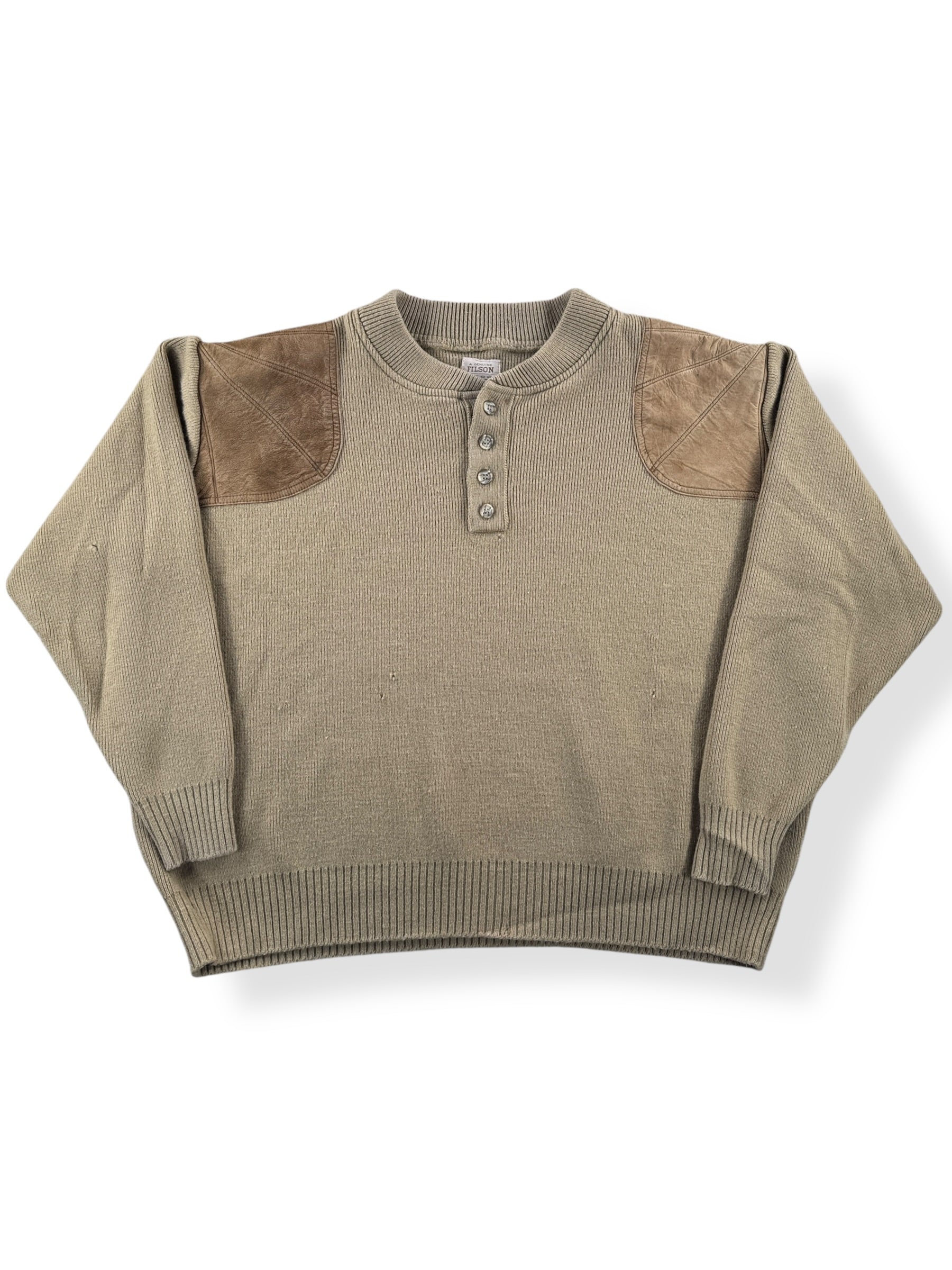 Front of Vintage Filson Tan Guide Sweater SZ XL