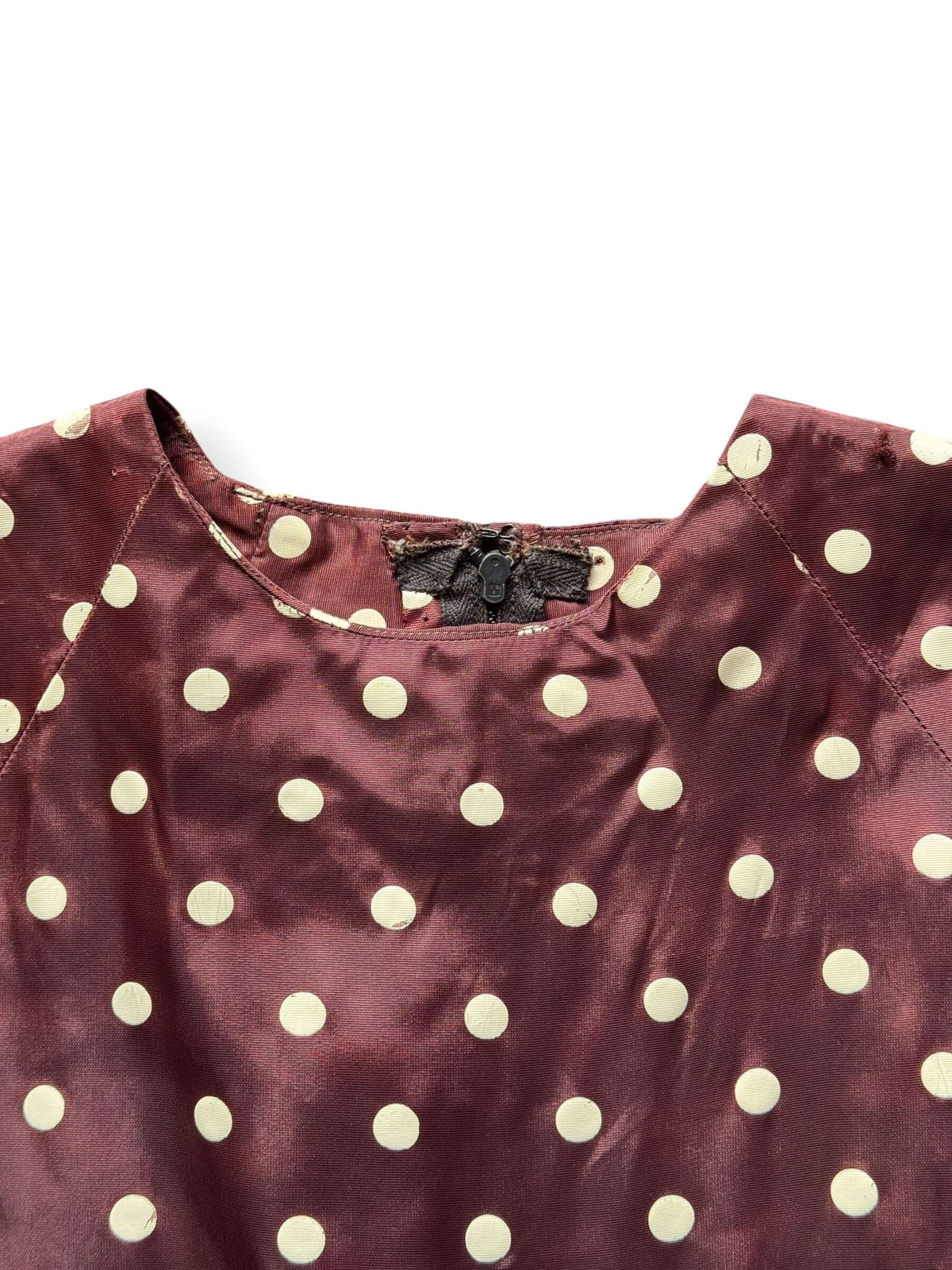 Close up of Front of Vintage Polka Dot Dress