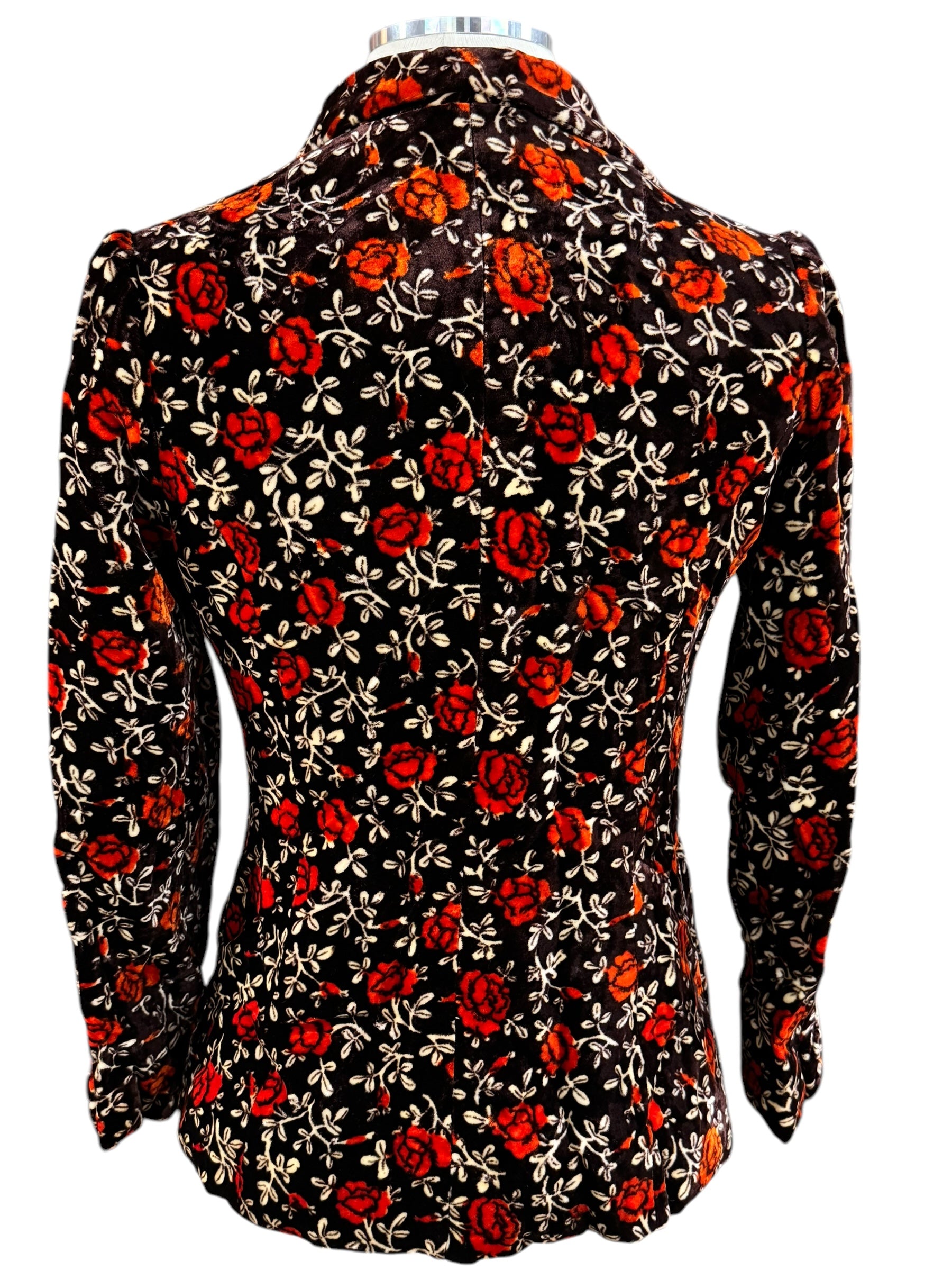 Back view of 1940s Stunning Floral Velvet Blazer S