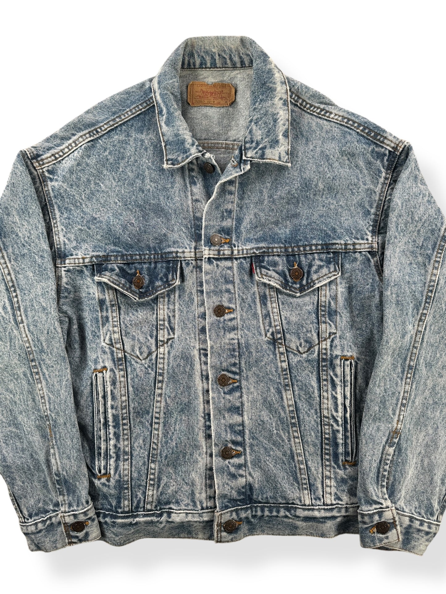 Front Close Up of Vintage Levi's Acid Wash Type 3 Jacket SZ L