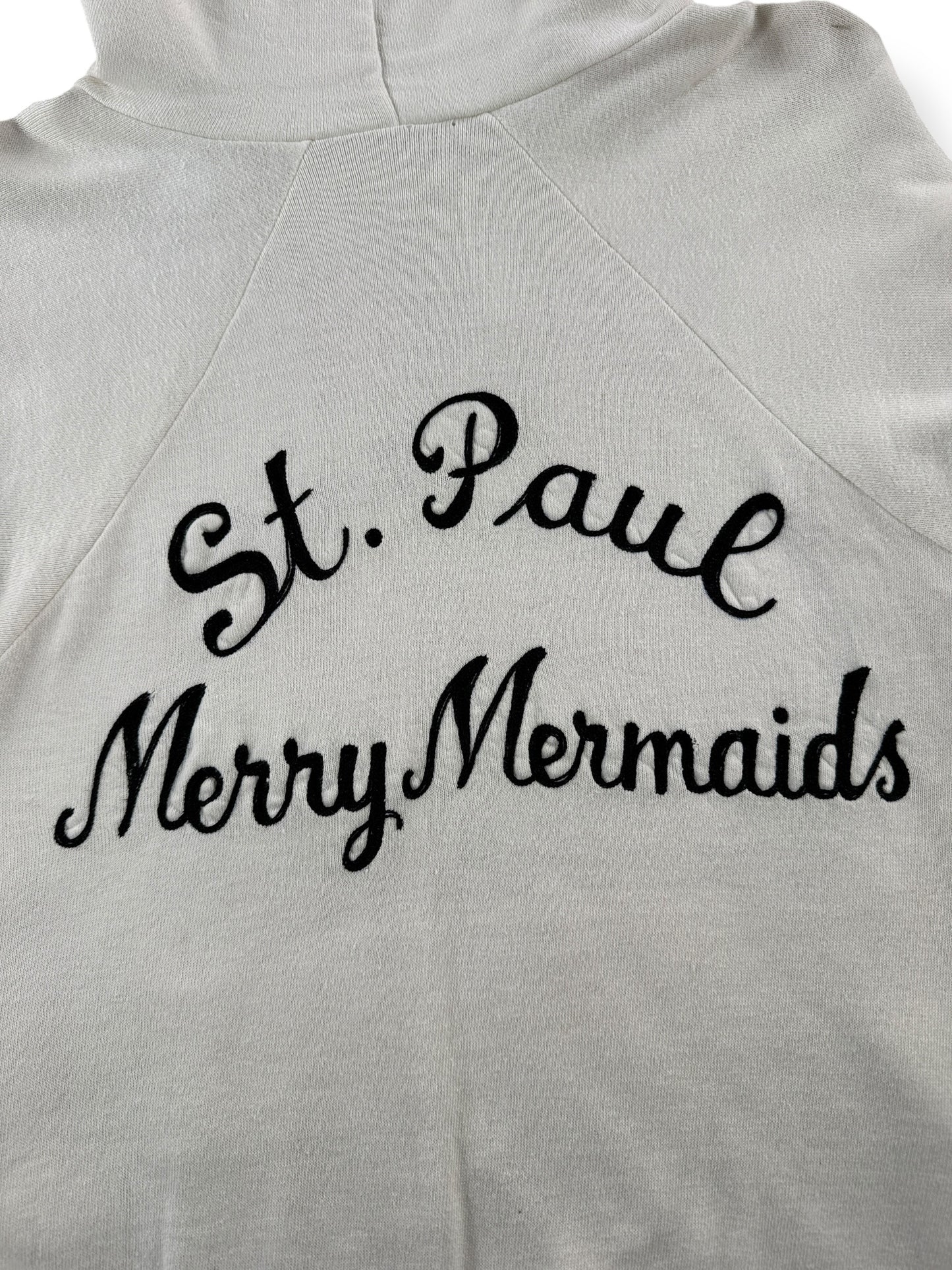 Back Graphic of Vintage Merry Mermaids Hoodie SZ XS