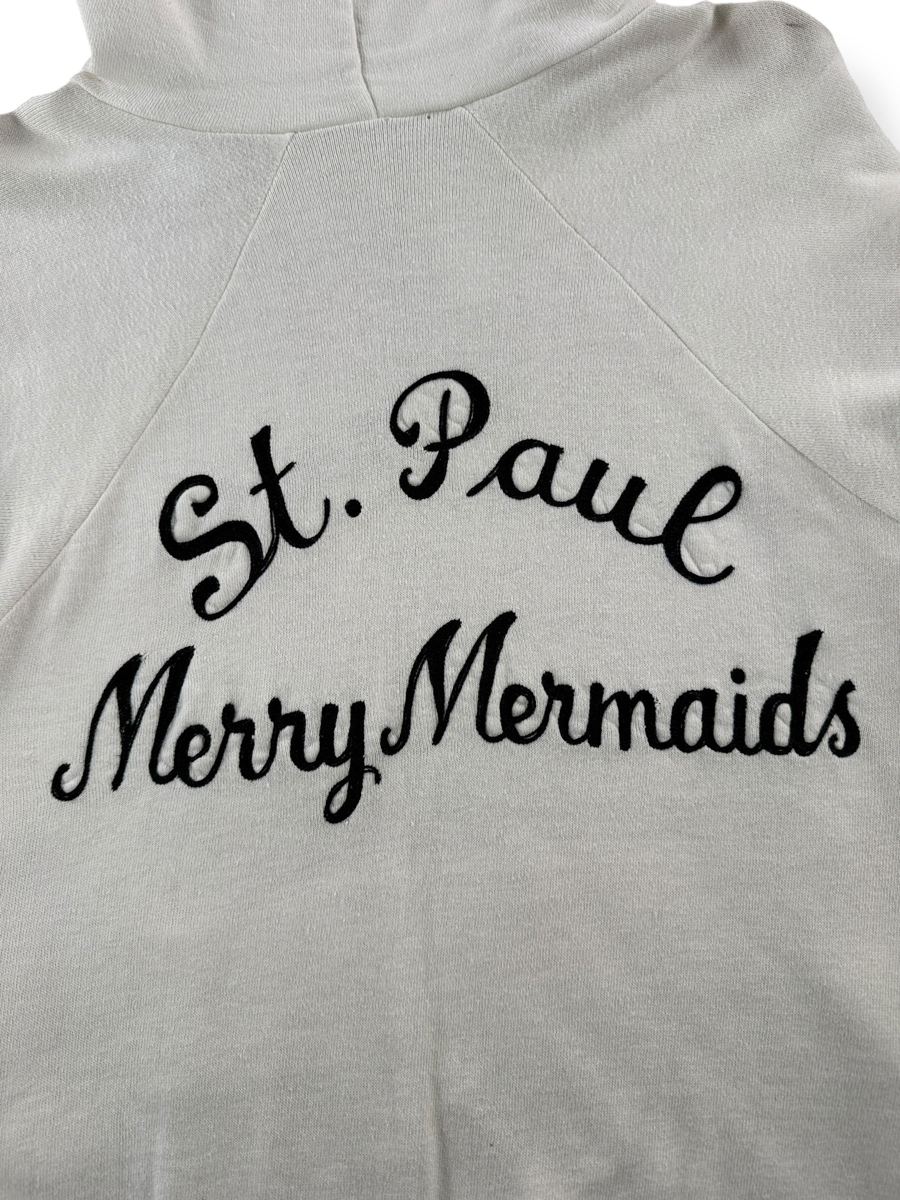 Back Graphic of Vintage Merry Mermaids Hoodie SZ XS