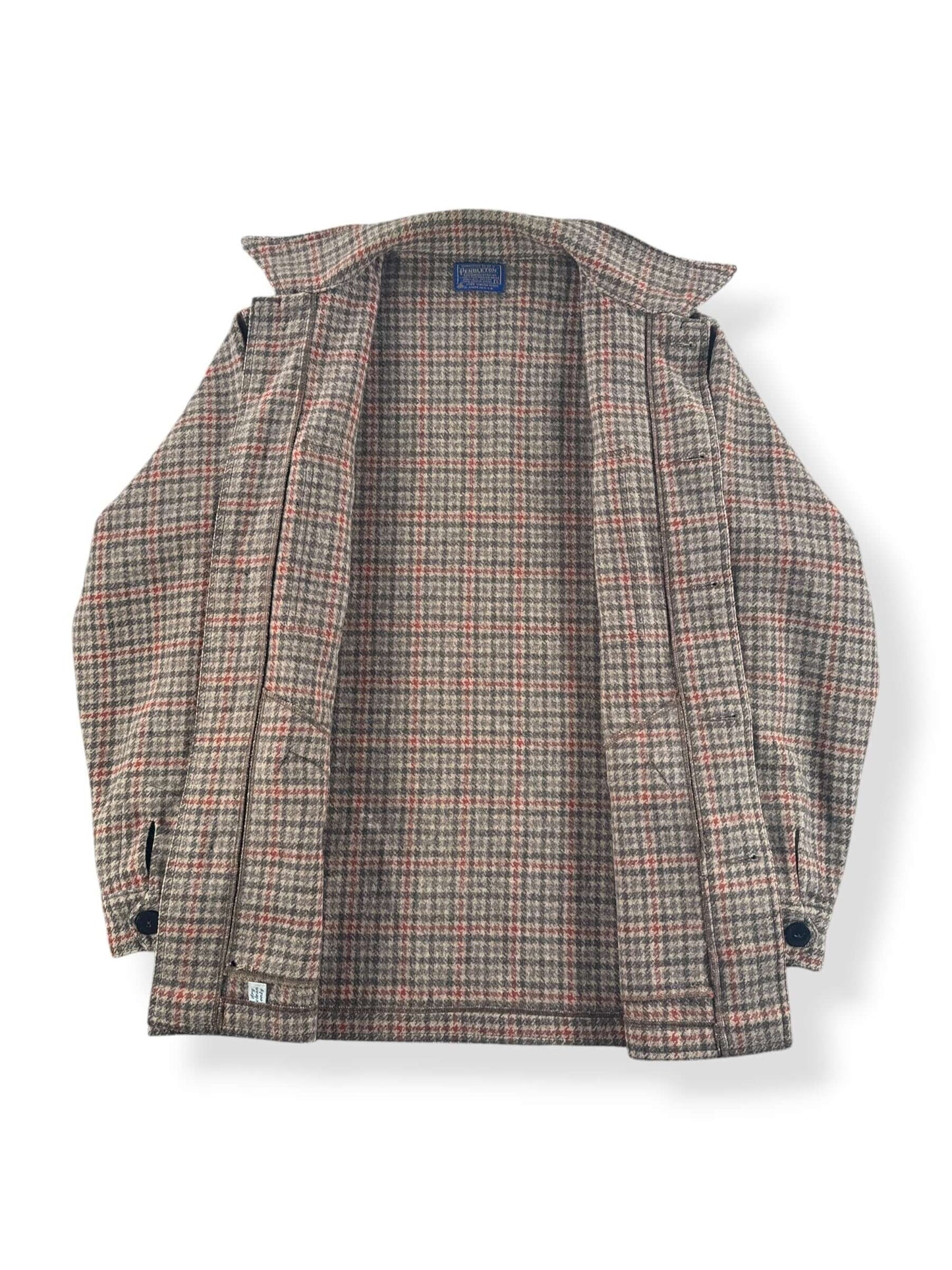 Inside of Vintage Pendleton Houndstooth Wool Coat SZ L
