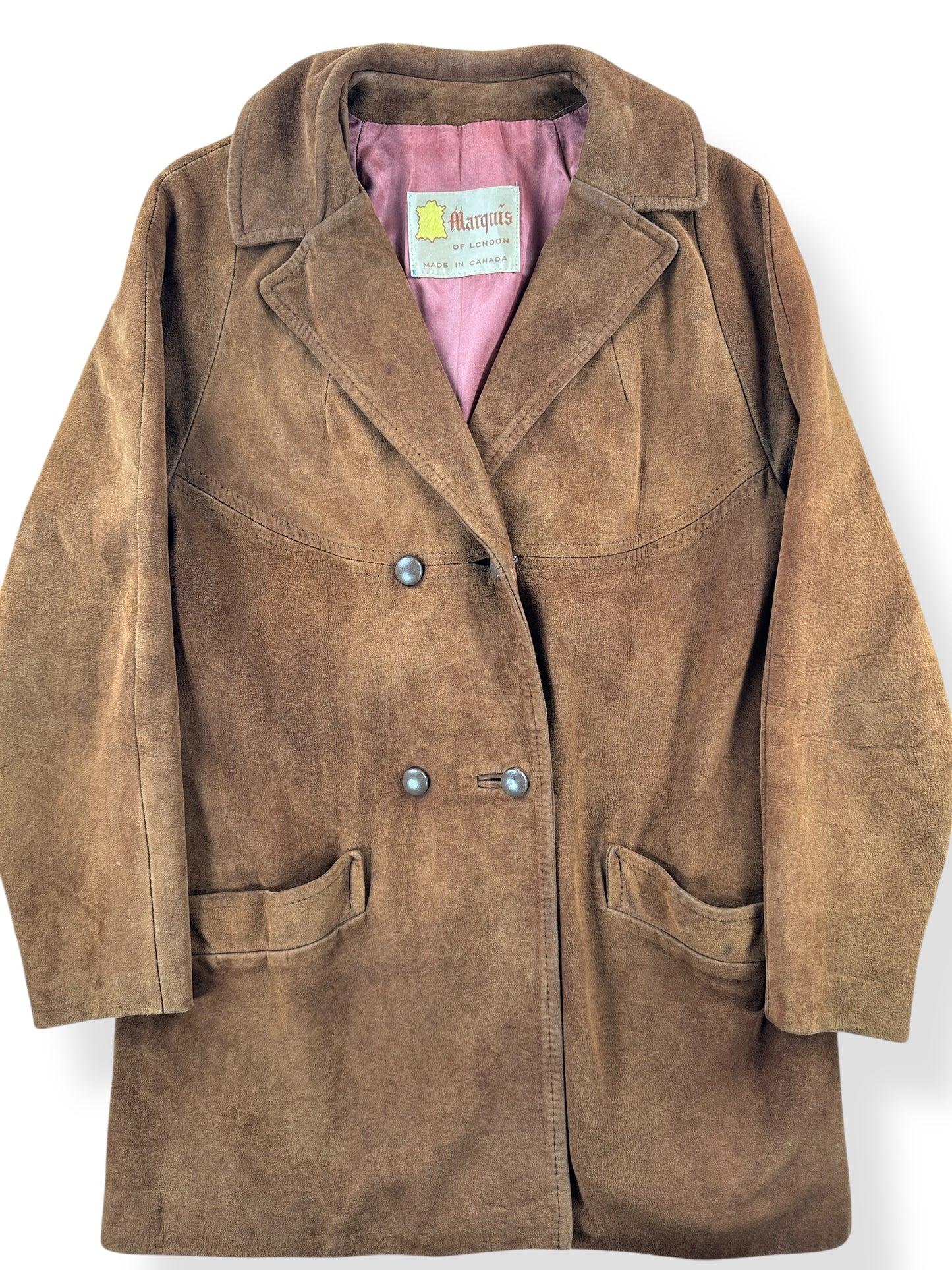 Front Close Up of Vintage Womens 1960s Marquis of London Suede Jacket SZ M