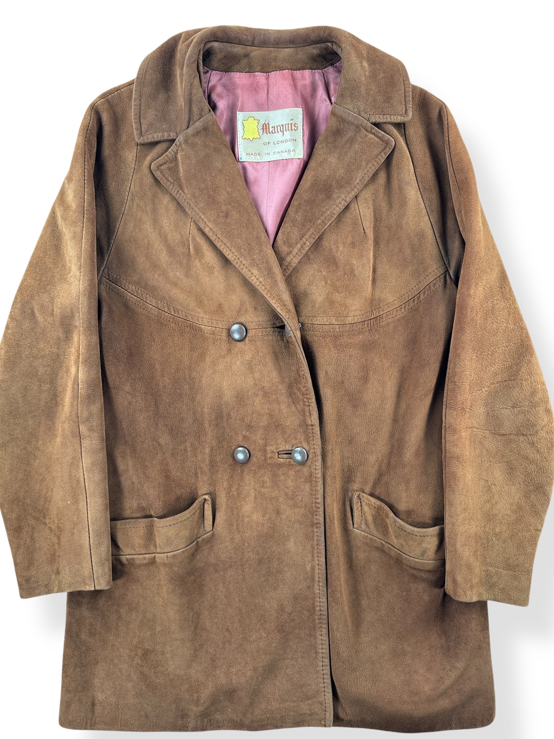 Front Close Up of Vintage Womens 1960s Marquis of London Suede Jacket SZ M
