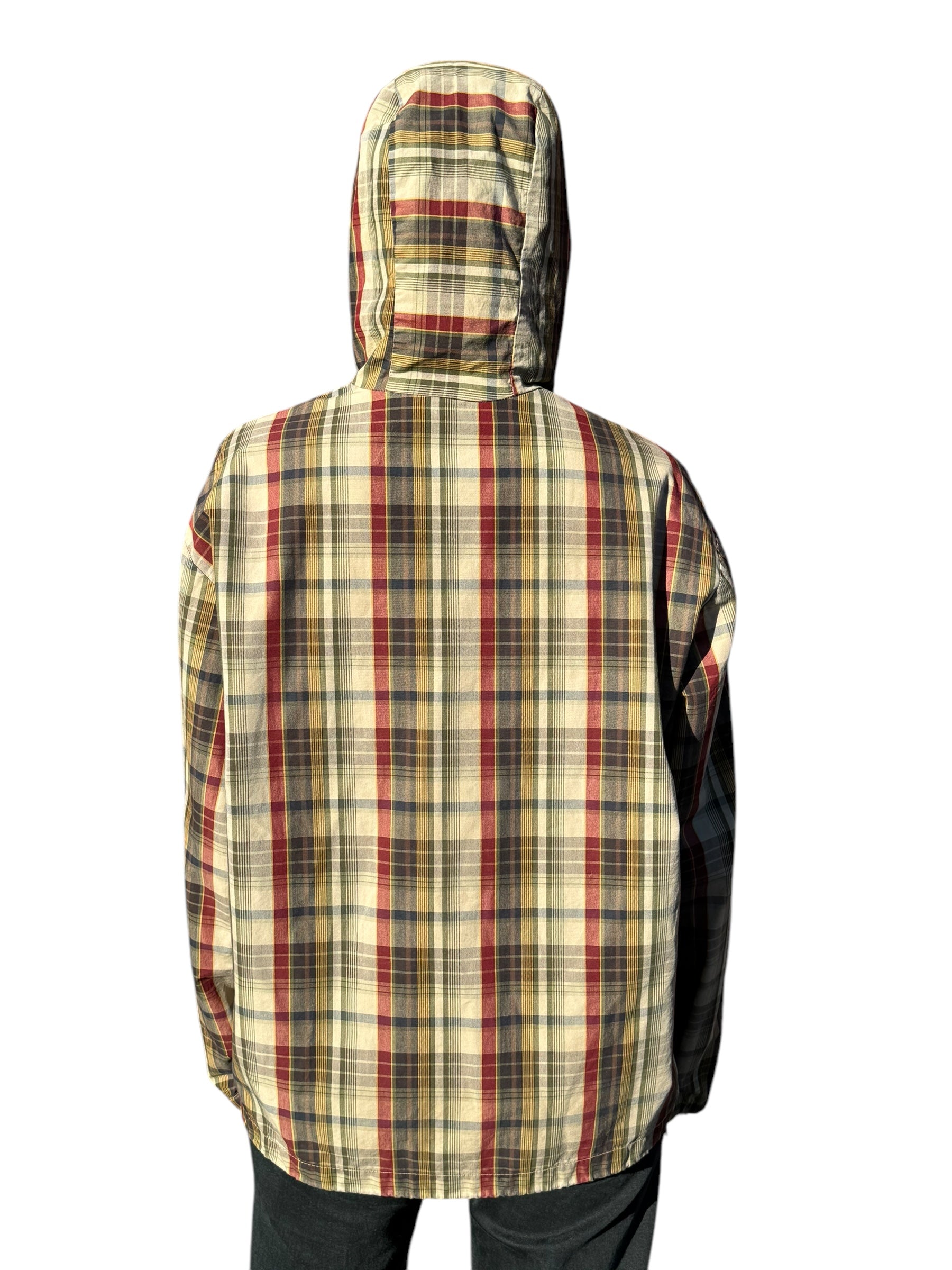 Back view of 1960s Plaid Anorak M