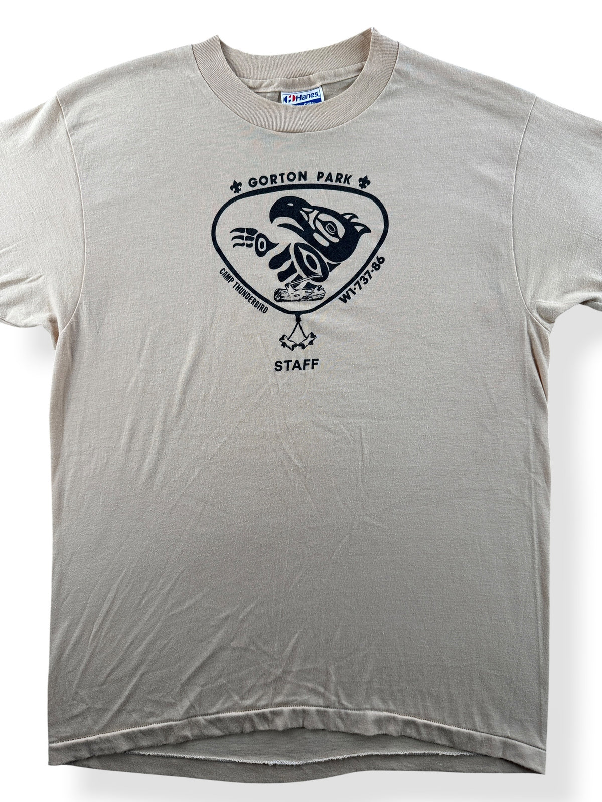 Close-up of Vintage Gorton Park Staff Tee SZ L (Fits M)