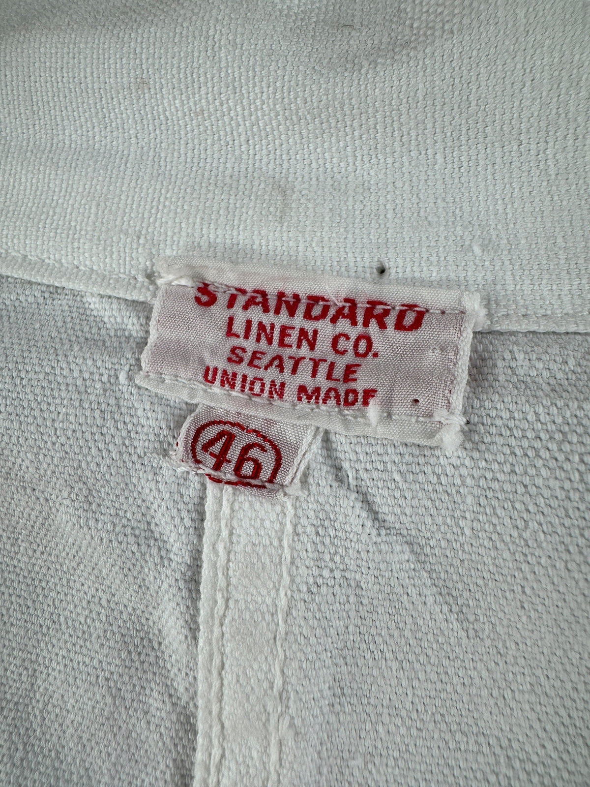 Tags on Vintage Standard Linen Co Shop Coat SZ 46
